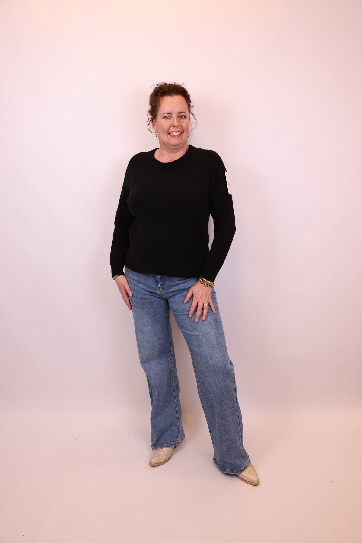 Dora | Bluse schwarz Langarm 52 bis 58