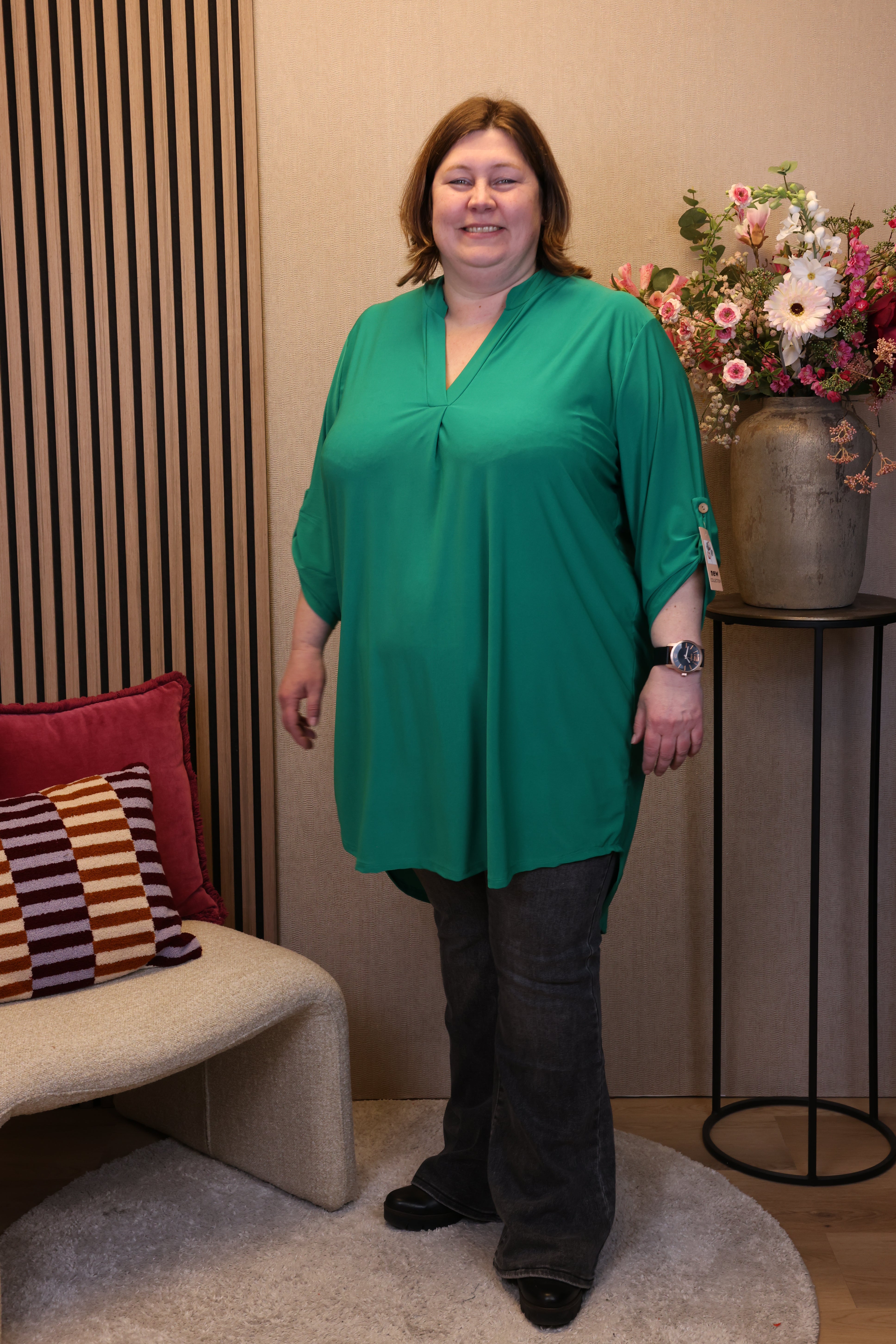 Dora | Bluse schwarz Langarm 52 bis 58