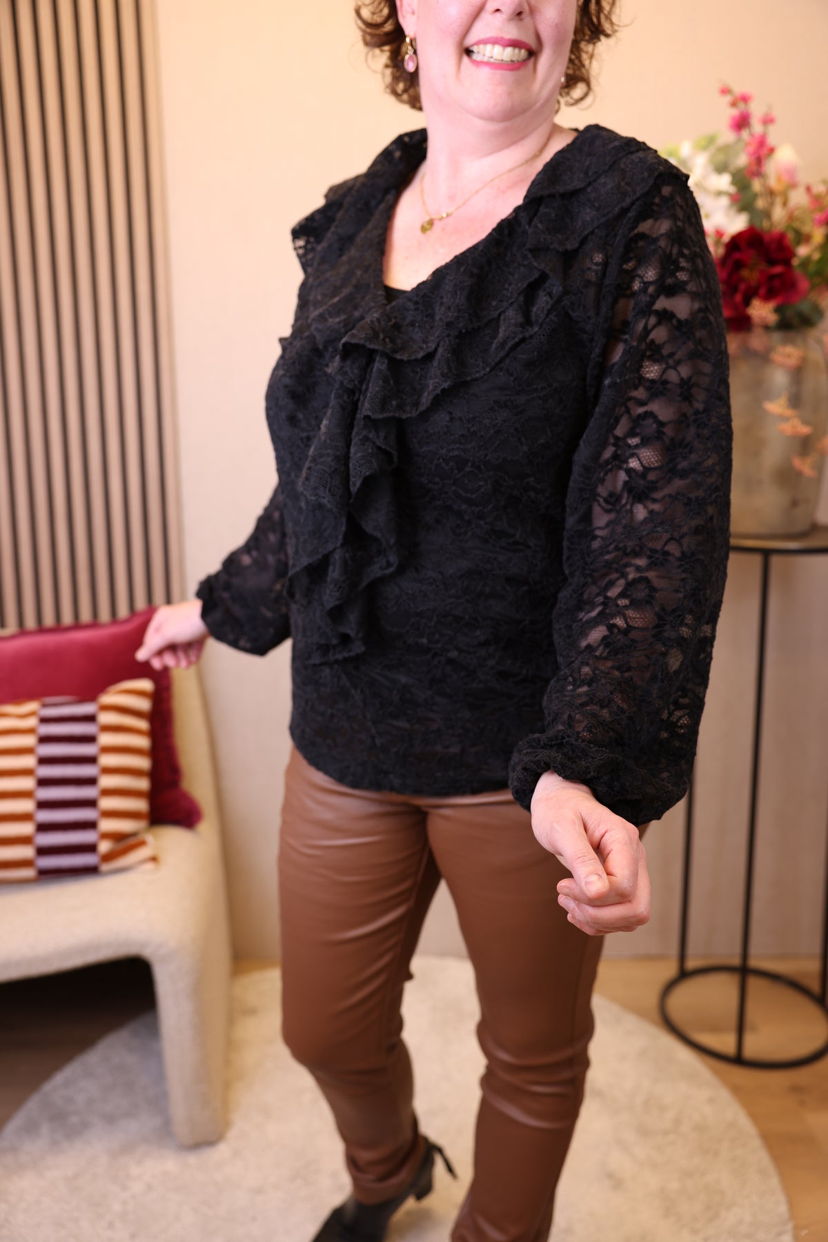 Dora | Bluse schwarz Langarm 52 bis 58