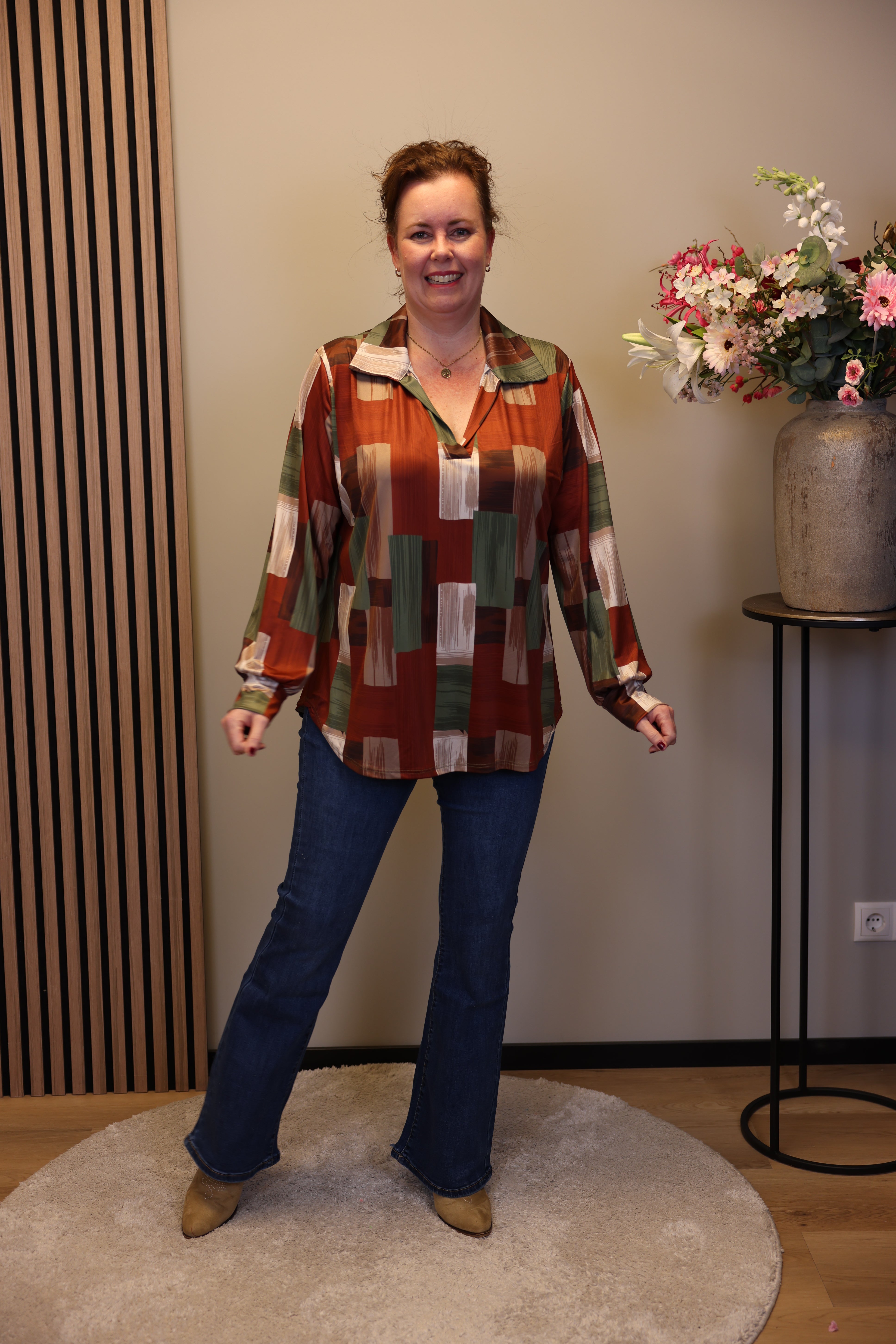 Verona | Bluse mit Kragen blau 48 bis 52