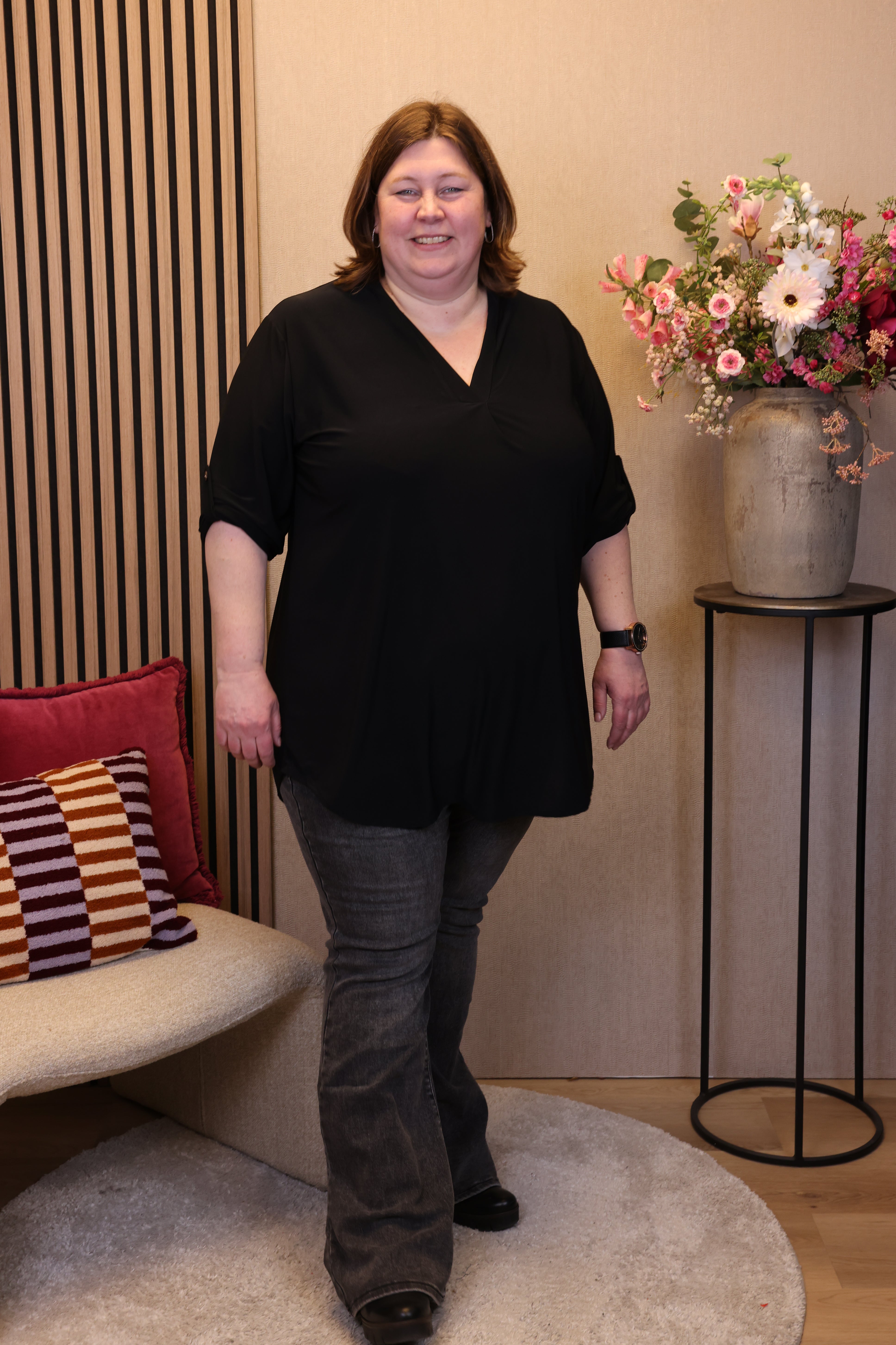 Dora | Bluse schwarz Langarm 52 bis 58