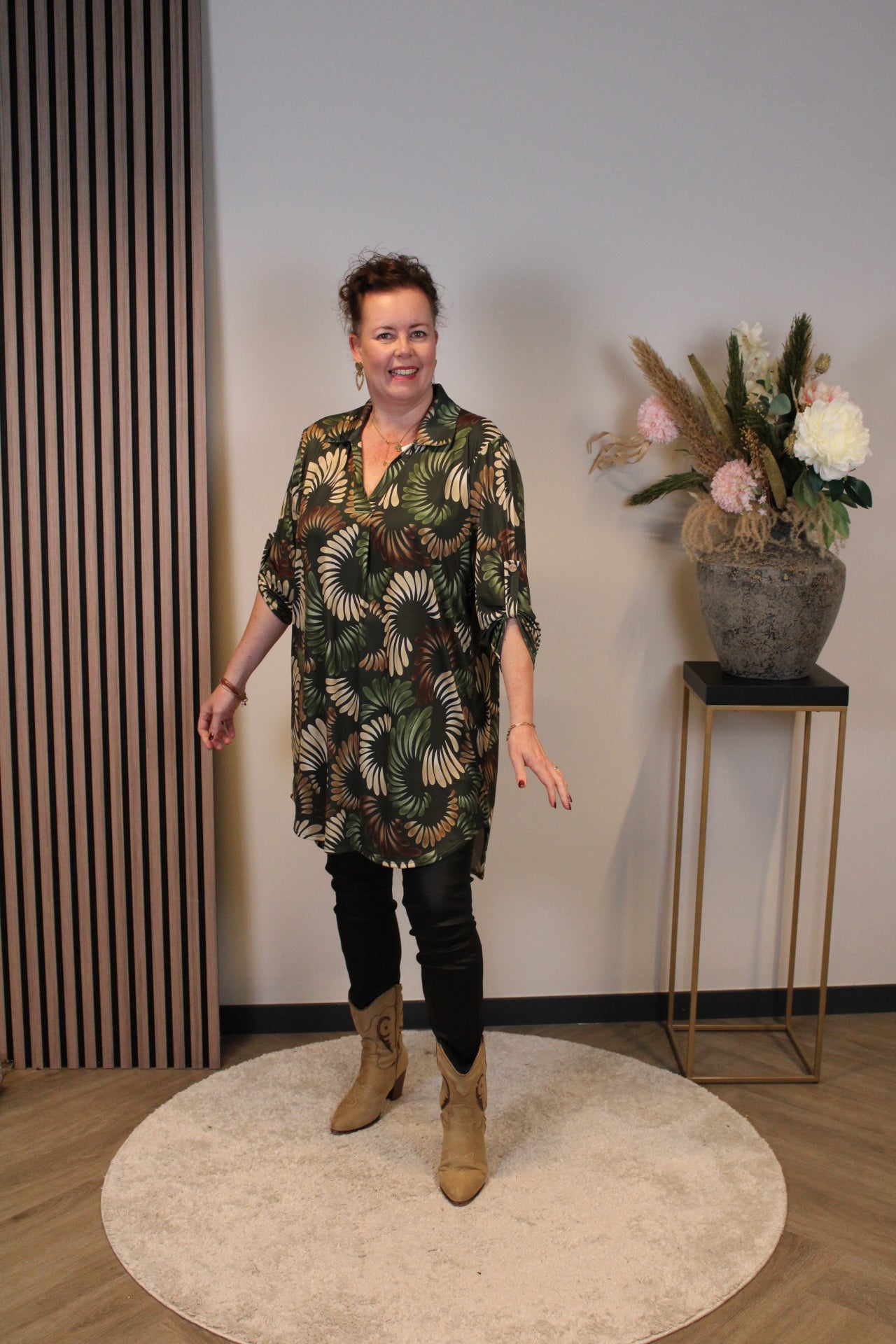 Lana | Blaue Bluse mit Kragen 38 bis 48