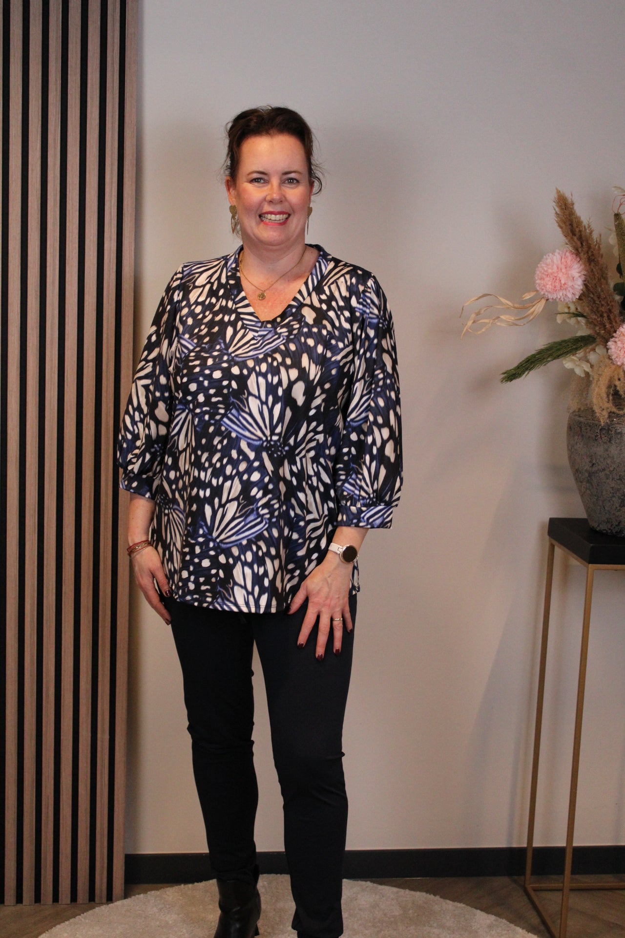 Dora | Bluse schwarz Langarm 52 bis 58