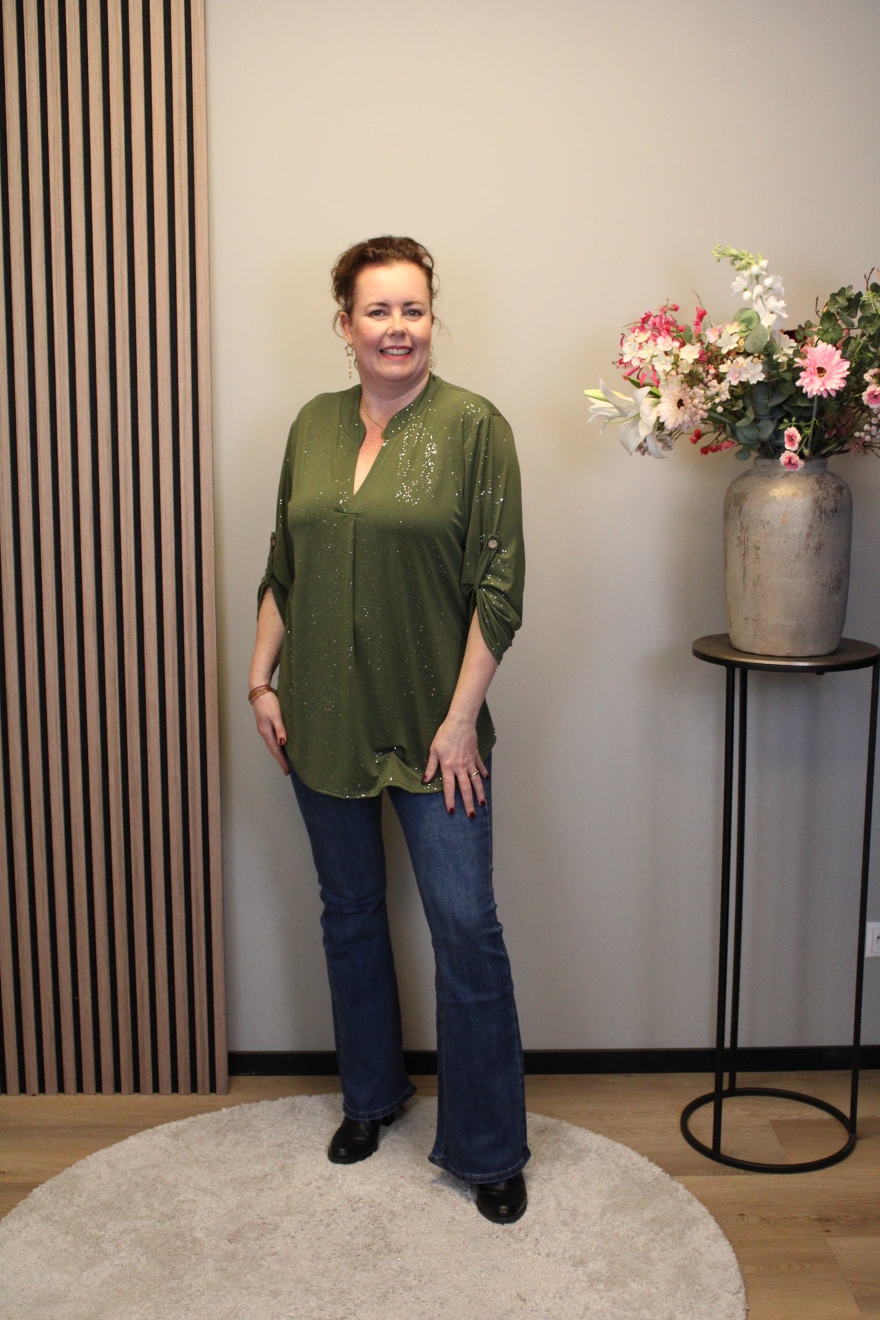 Hilda | Bluse grün Langarm 48 bis 52