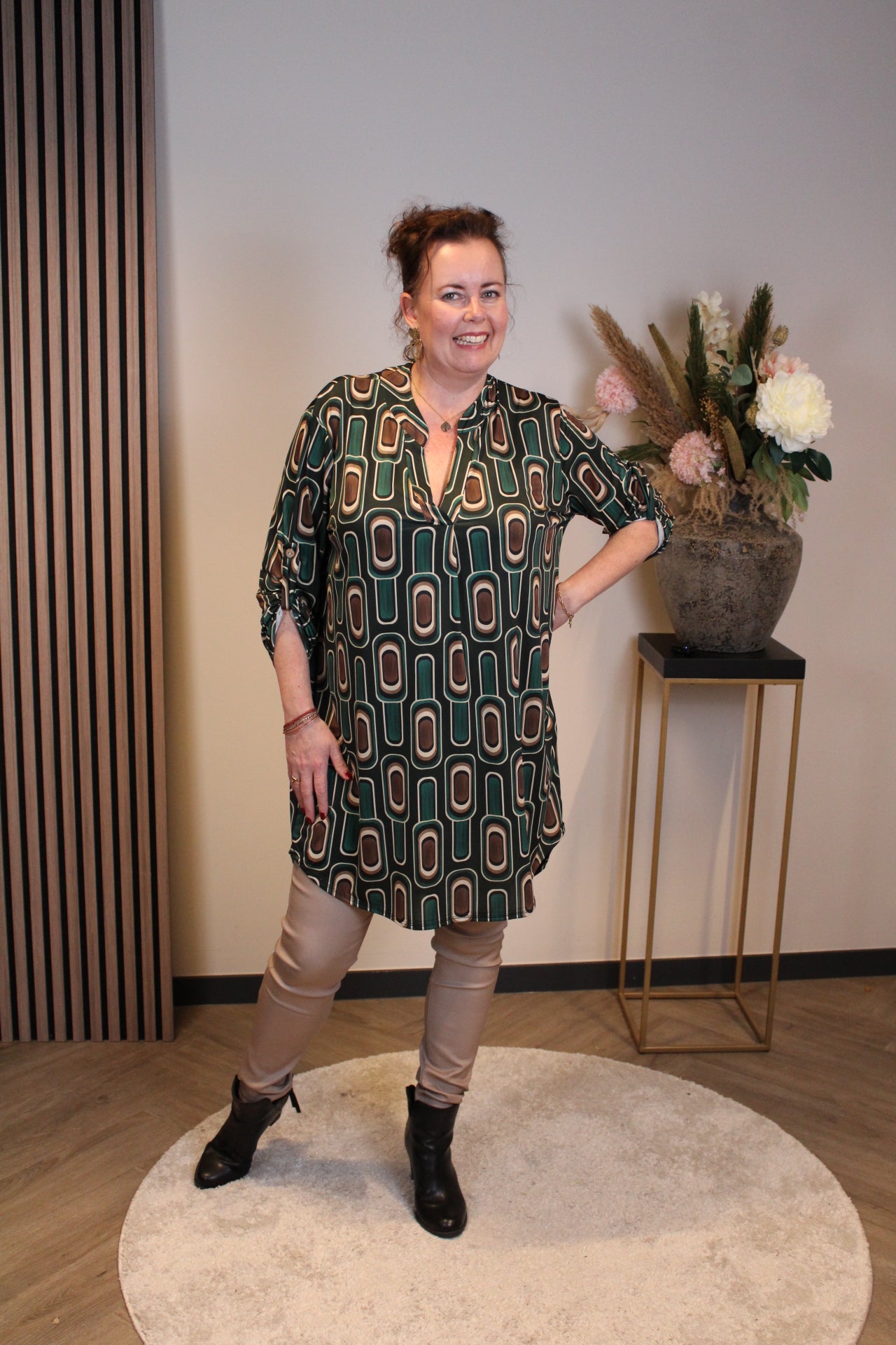 Lana | Blaue Bluse mit Kragen 38 bis 48