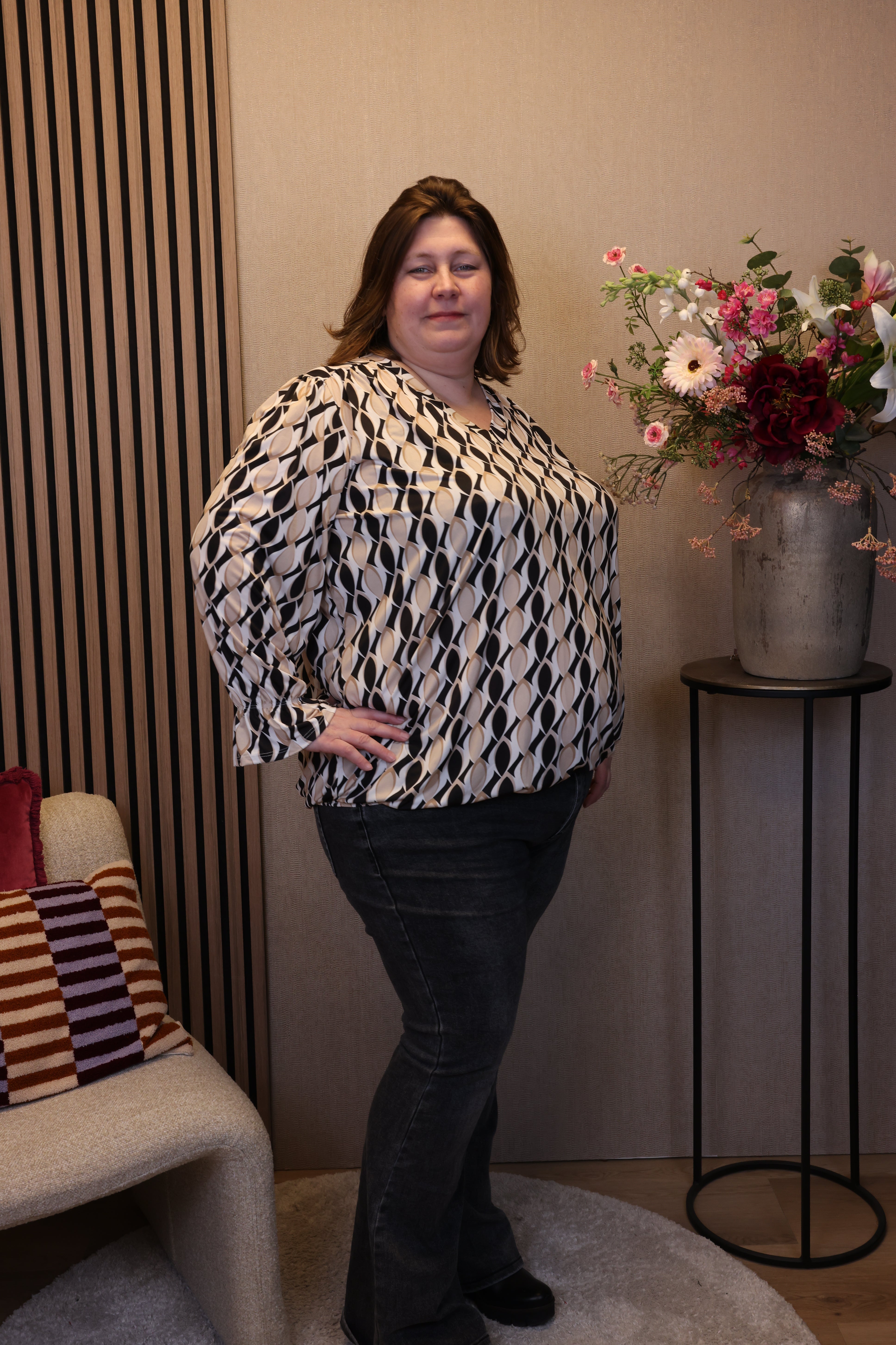 Dora | Bluse schwarz Langarm 52 bis 58