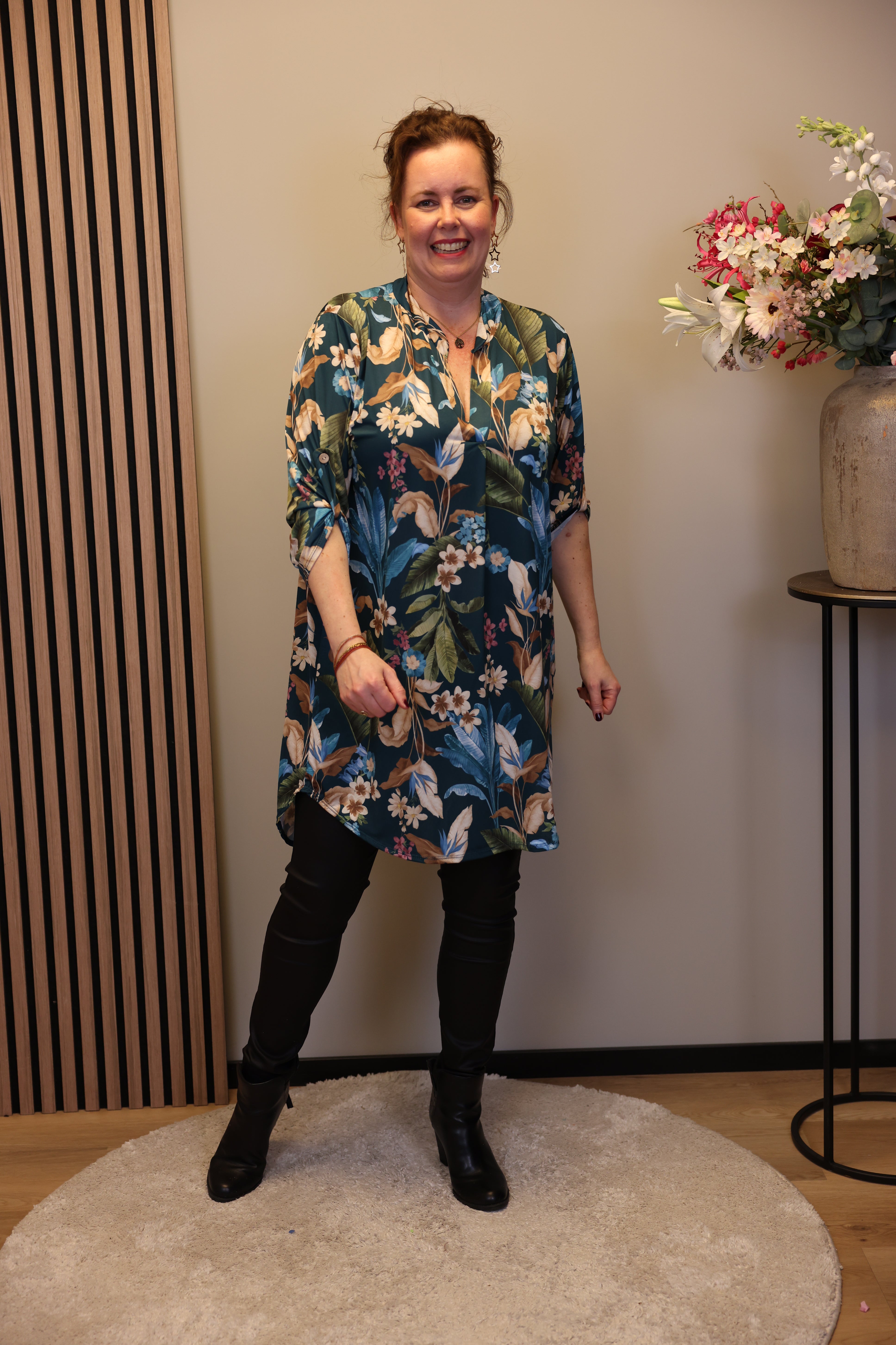 Lana | Blaue Bluse mit Kragen 38 bis 48