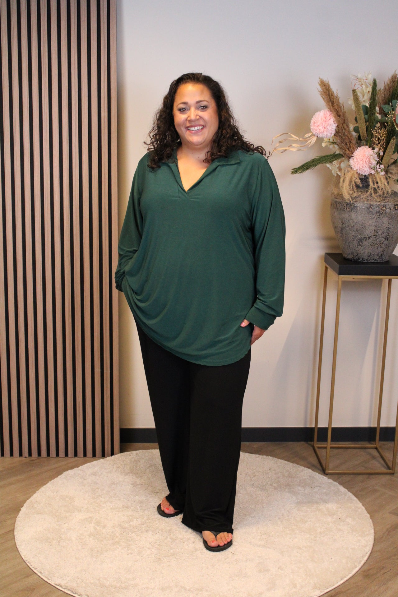 Dora | Bluse schwarz Langarm 52 bis 58