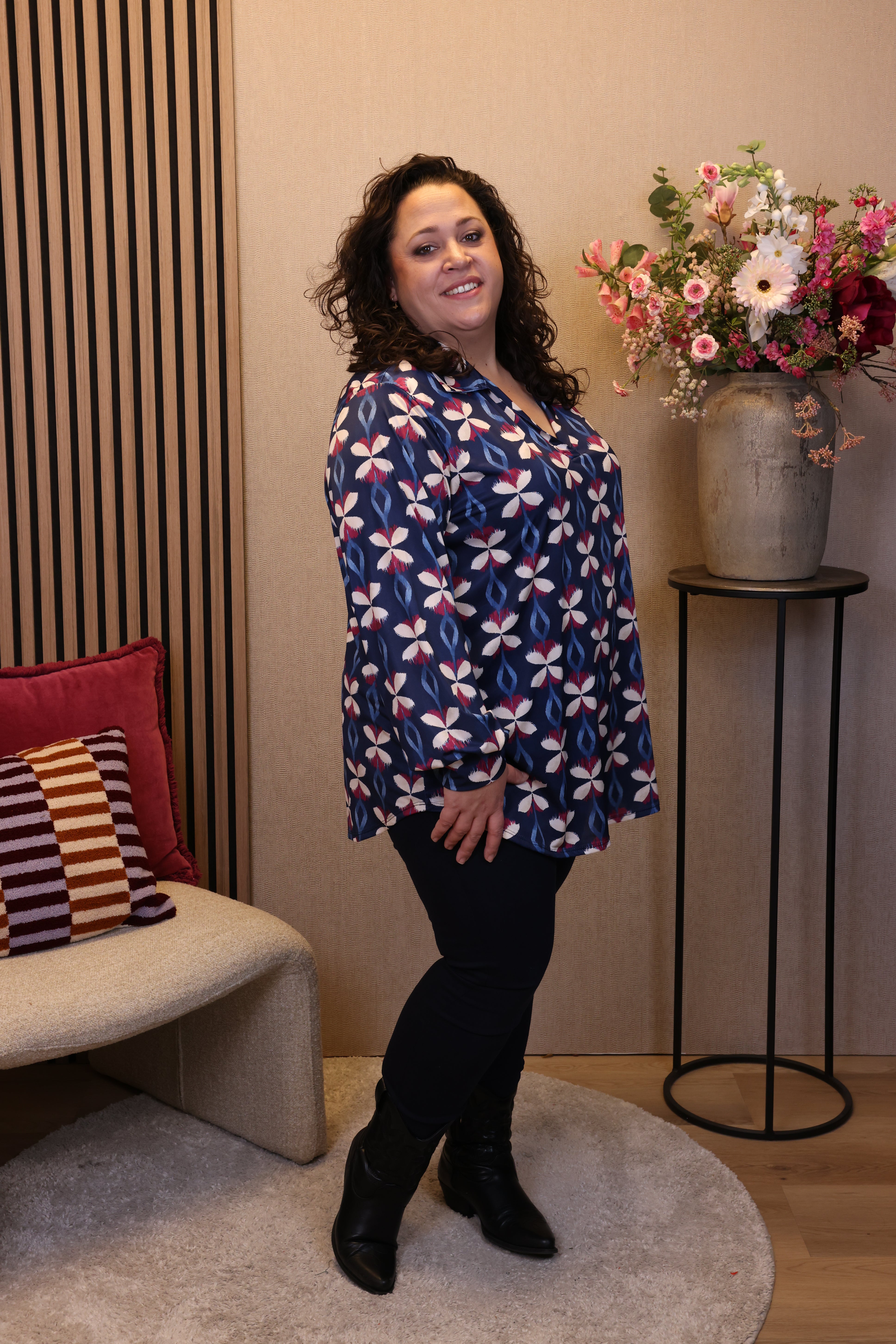 Dora | Bluse schwarz Langarm 52 bis 58