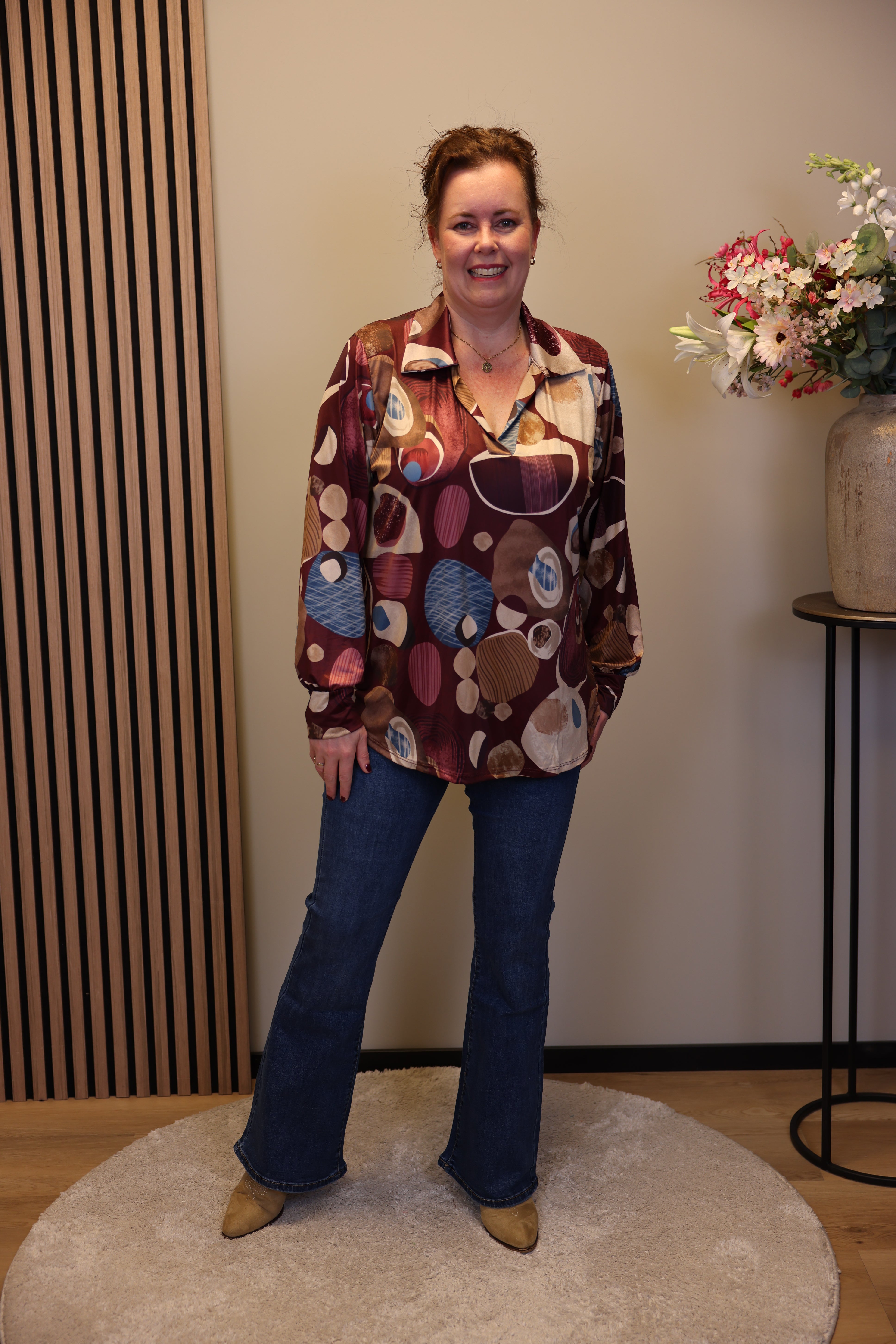 Verona | Bluse mit Kragen blau 48 bis 52