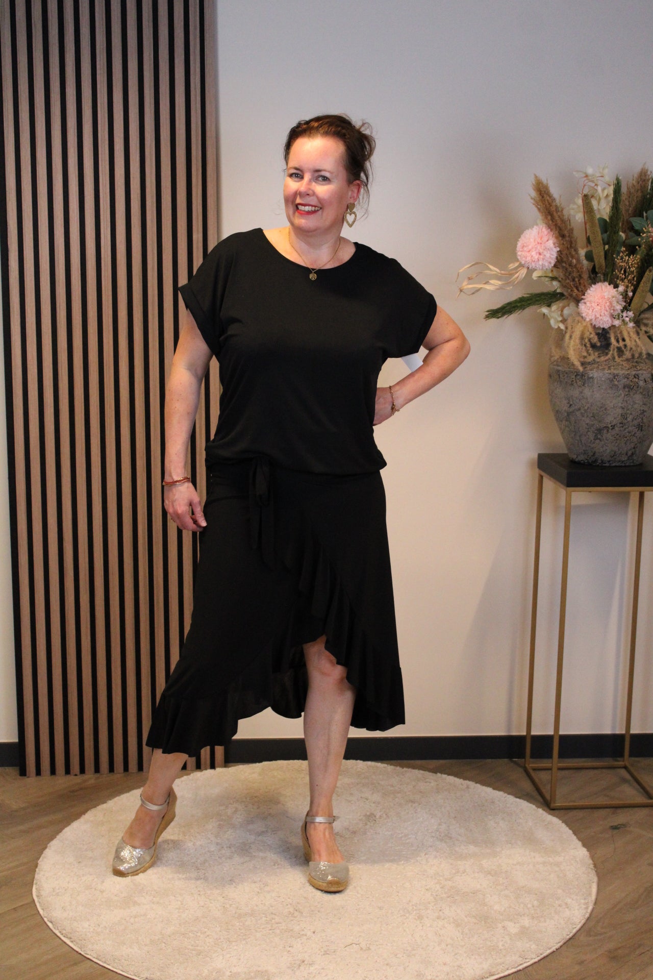 Dora | Bluse schwarz Langarm 52 bis 58