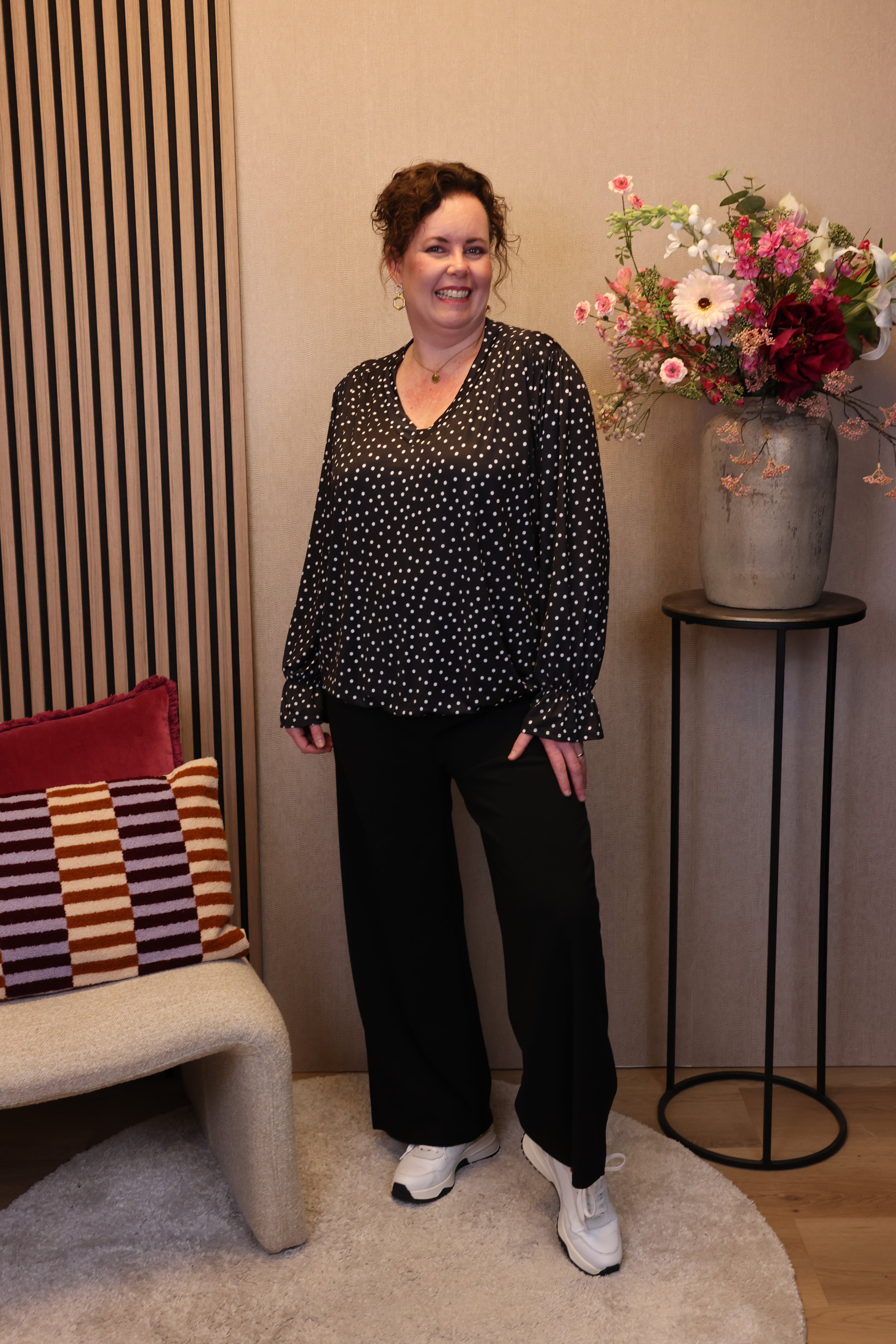 Dora | Bluse schwarz Langarm 52 bis 58