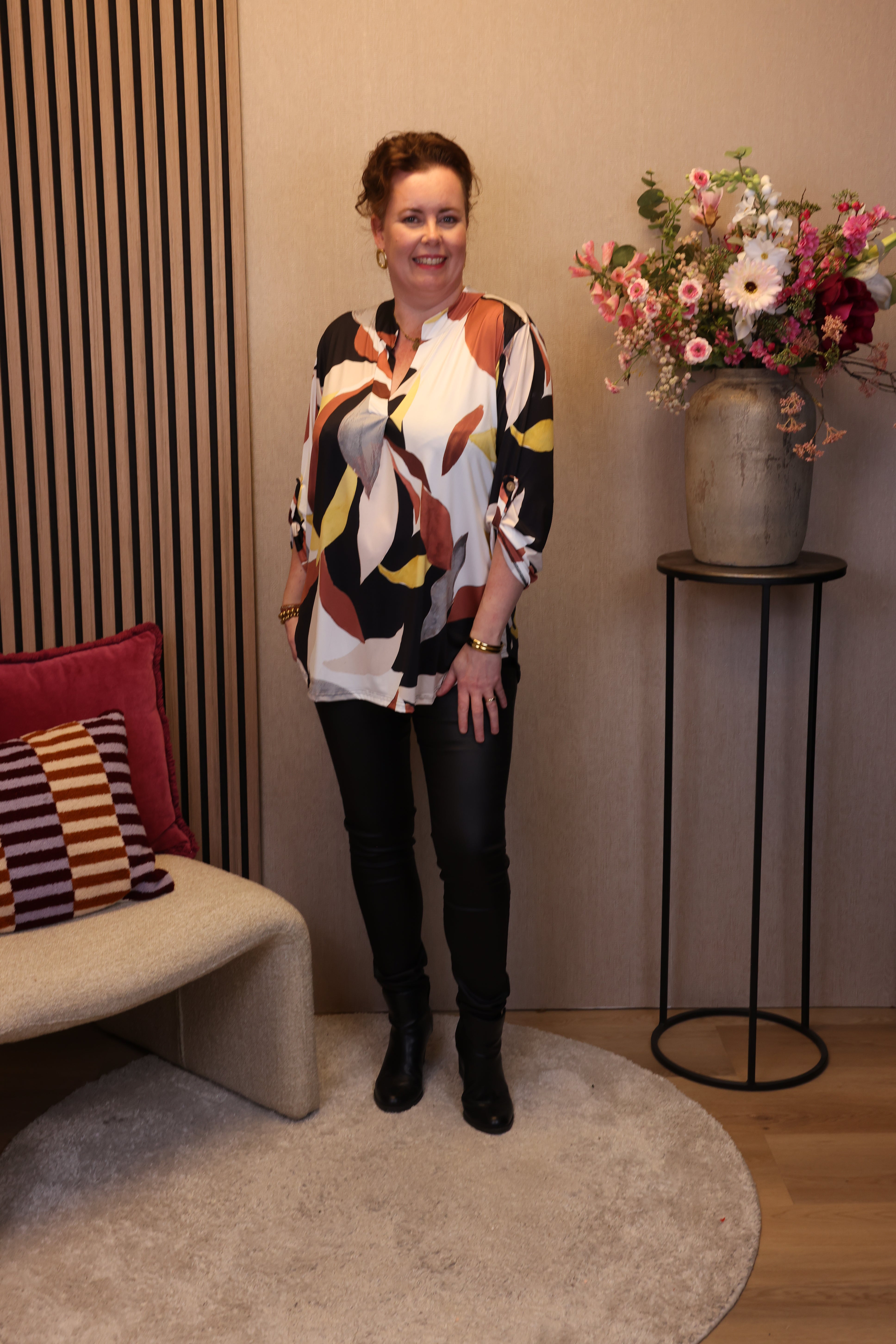 Dora | Bluse schwarz Langarm 52 bis 58