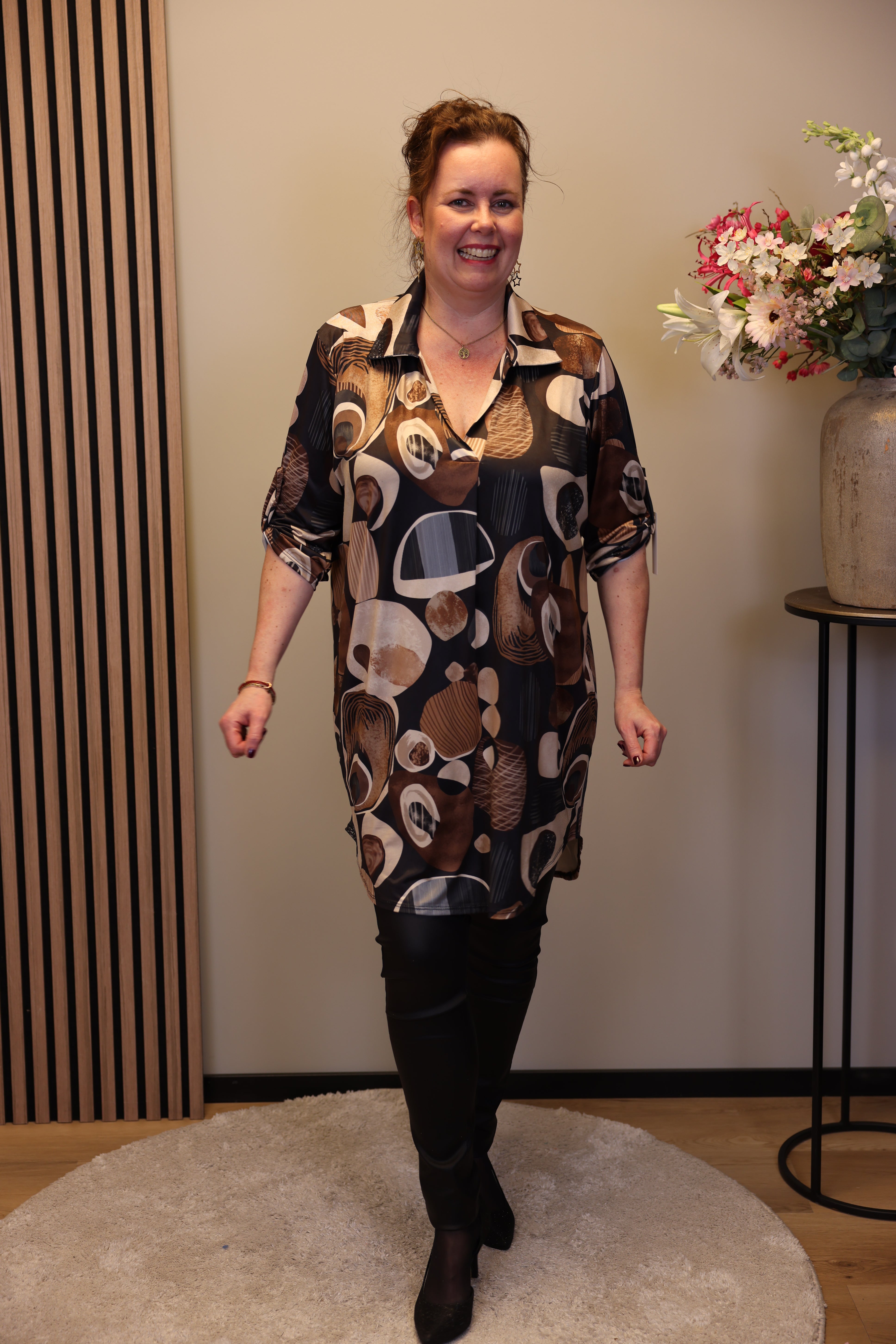 Lana | Blaue Bluse mit Kragen 38 bis 48