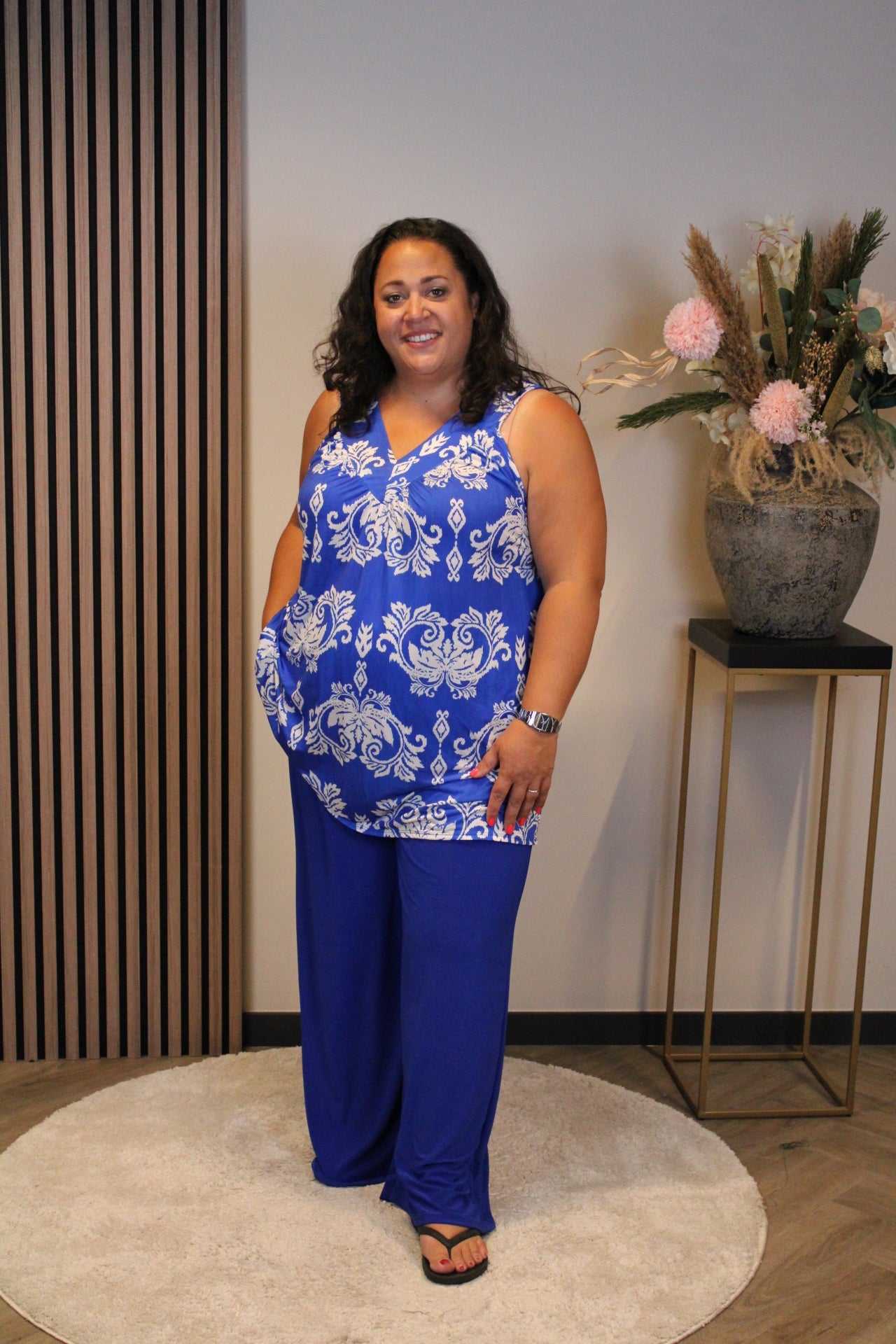 Emina | Top blauw korte mouw 48 t/m 52