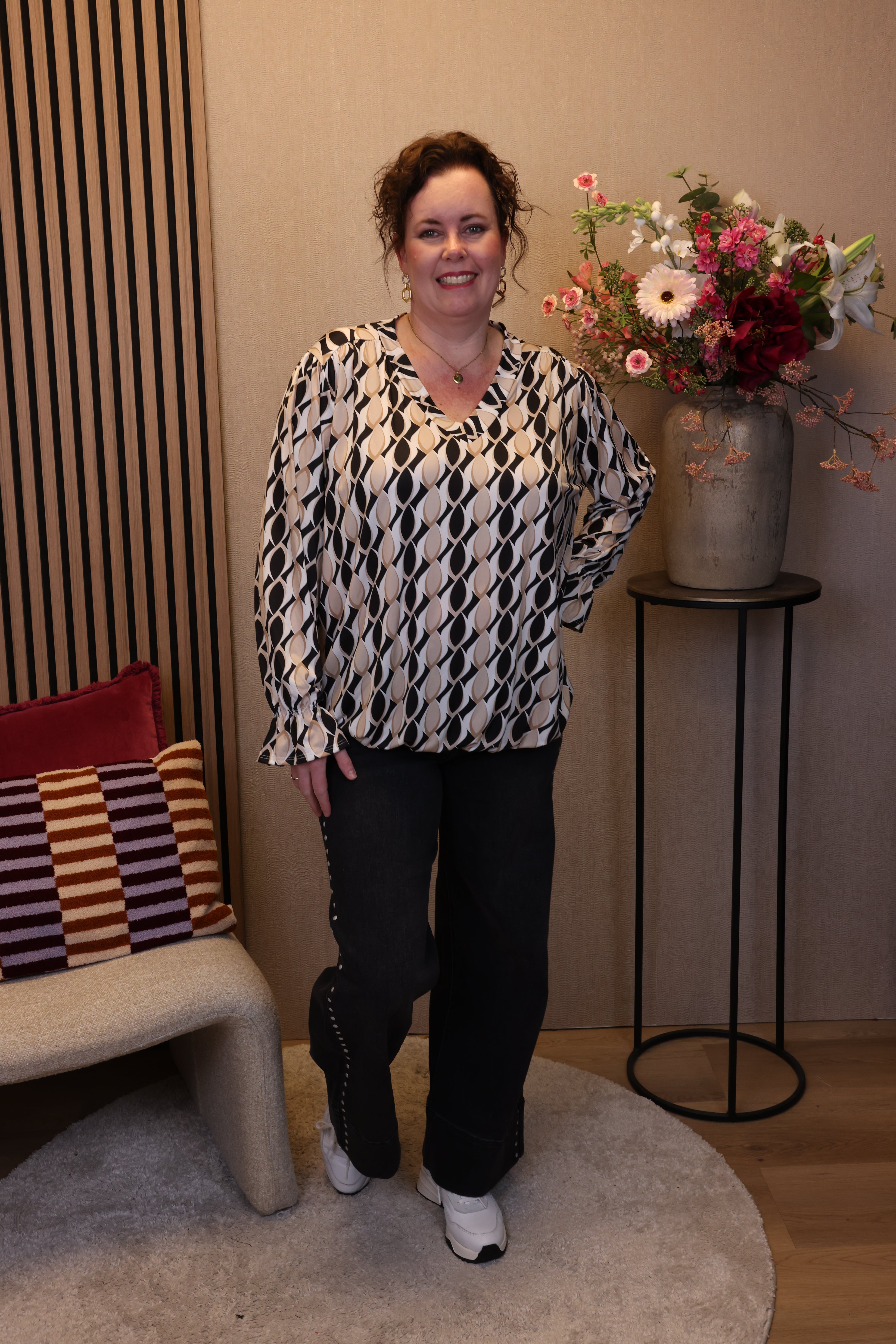 Dora | Bluse schwarz Langarm 52 bis 58