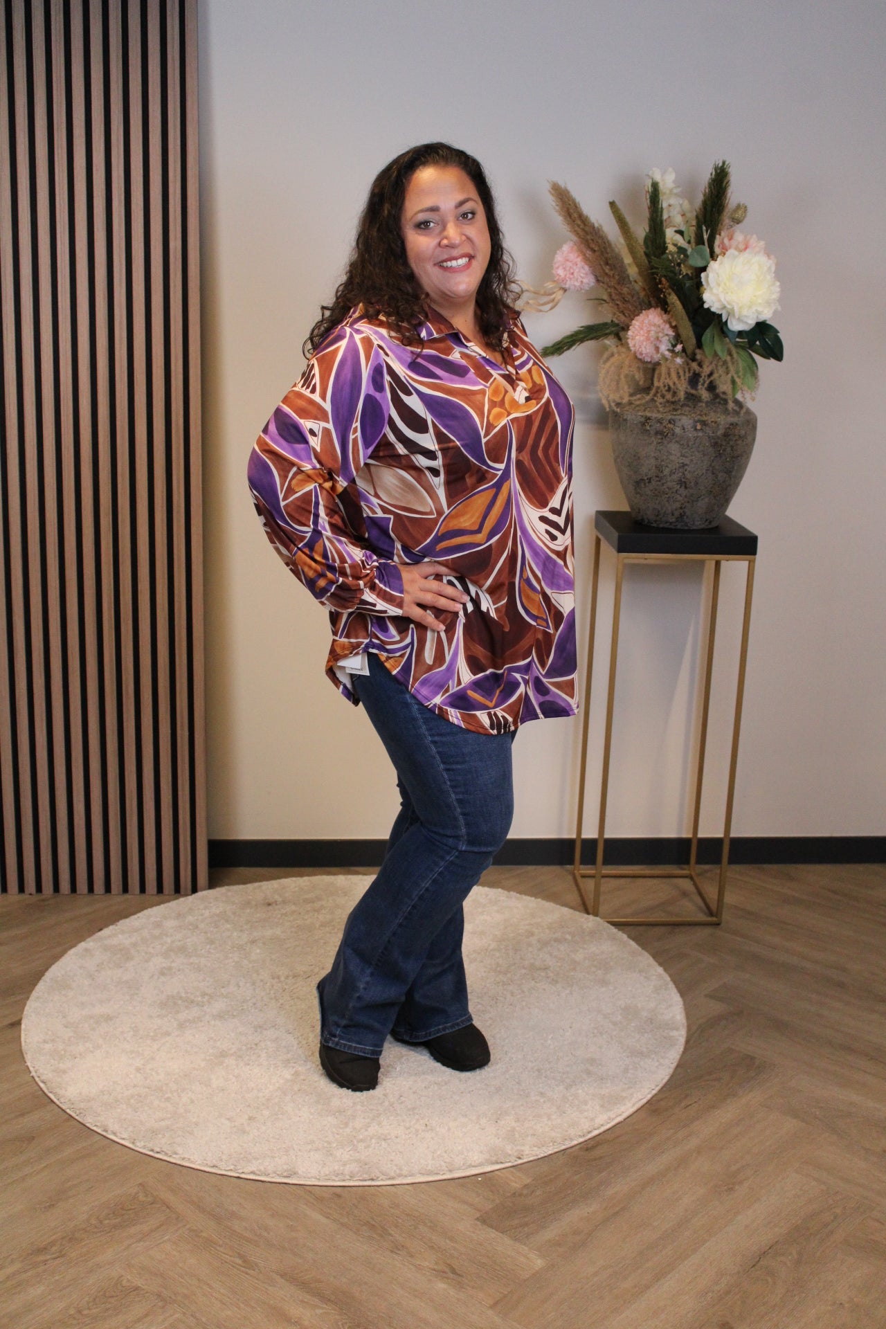 Kristel | Bluse lila mit Kragen 48 bis 52