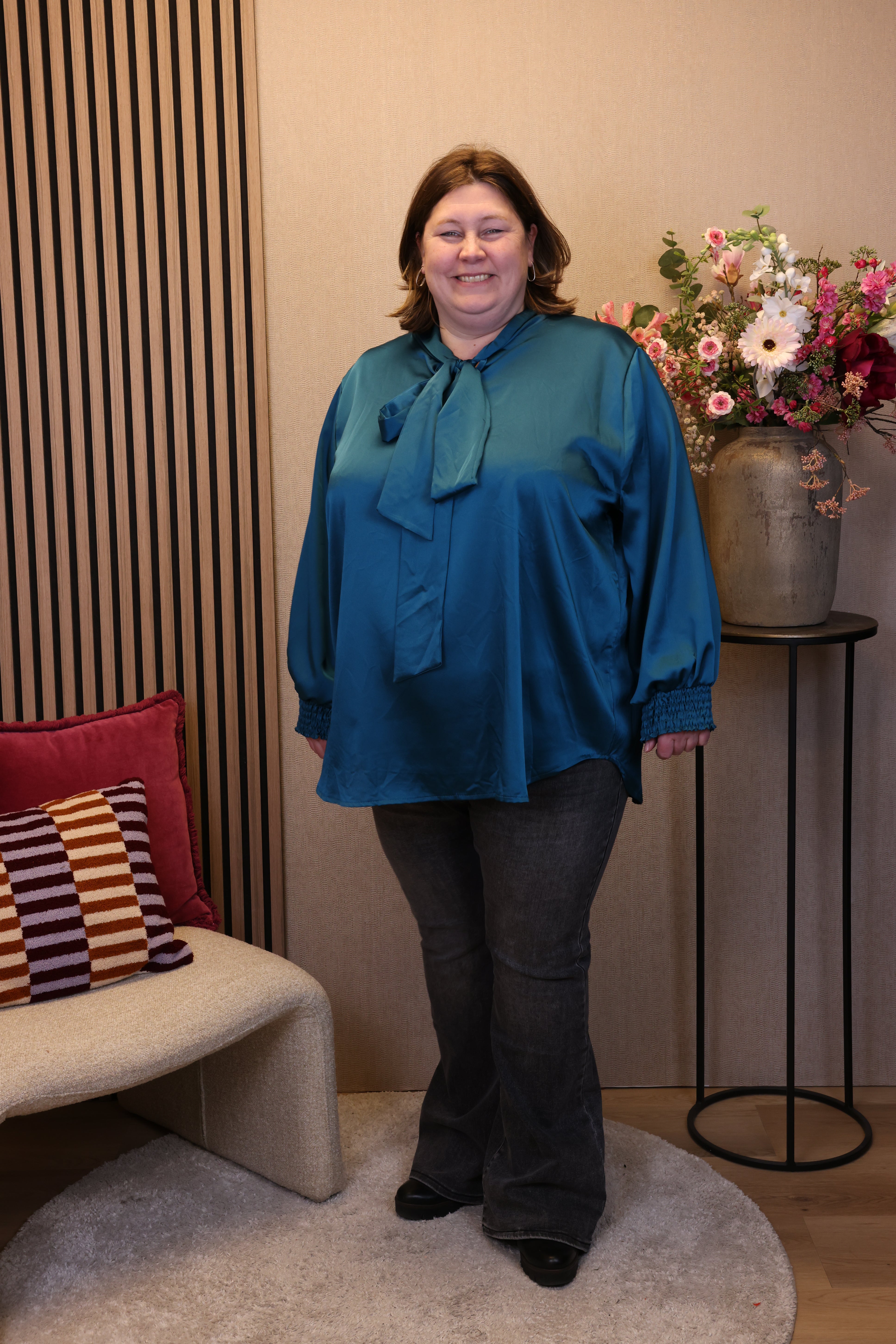Dora | Bluse schwarz Langarm 52 bis 58