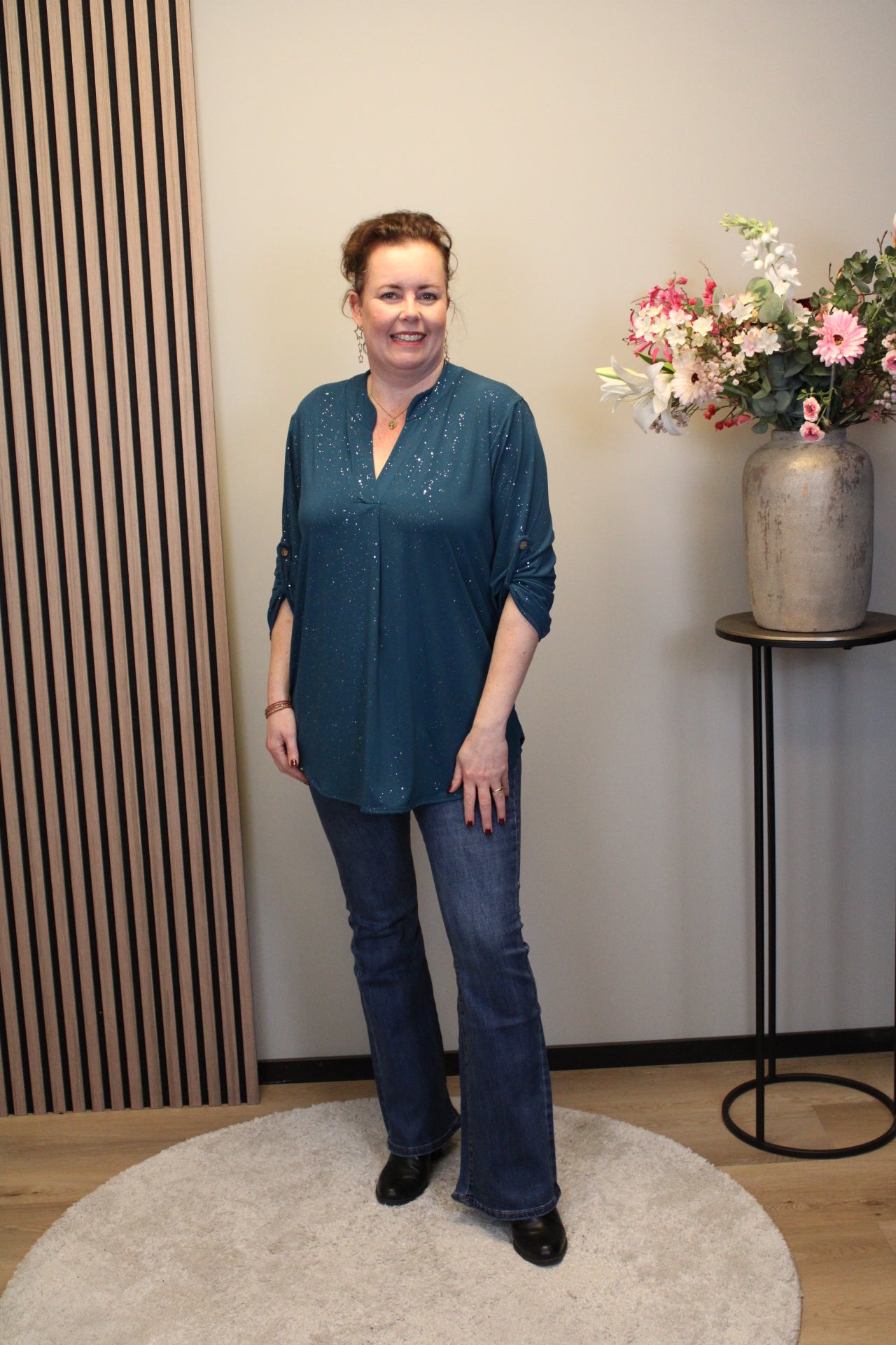 Dora | Bluse schwarz Langarm 52 bis 58