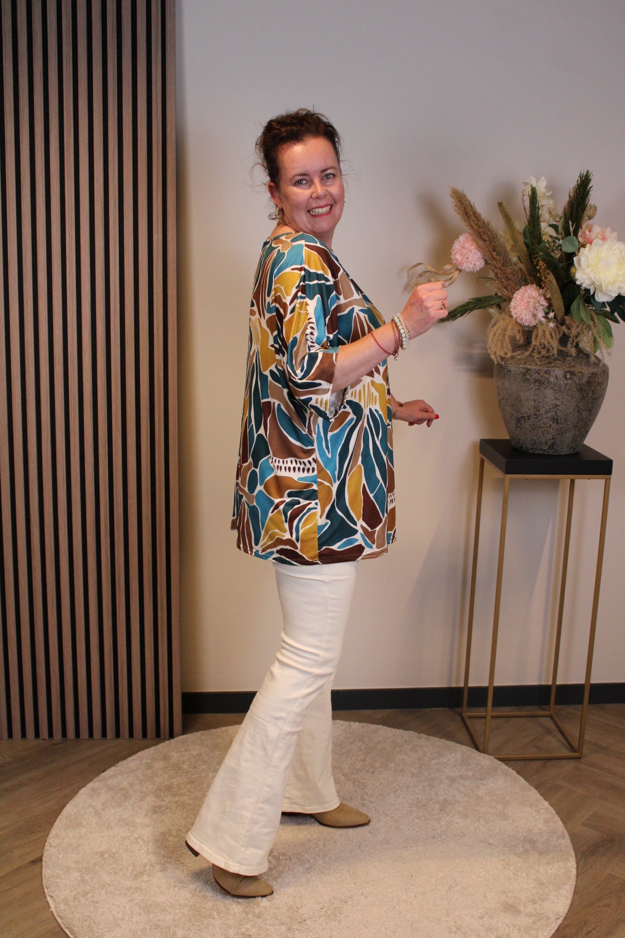 Anja beige | Flared Jeans