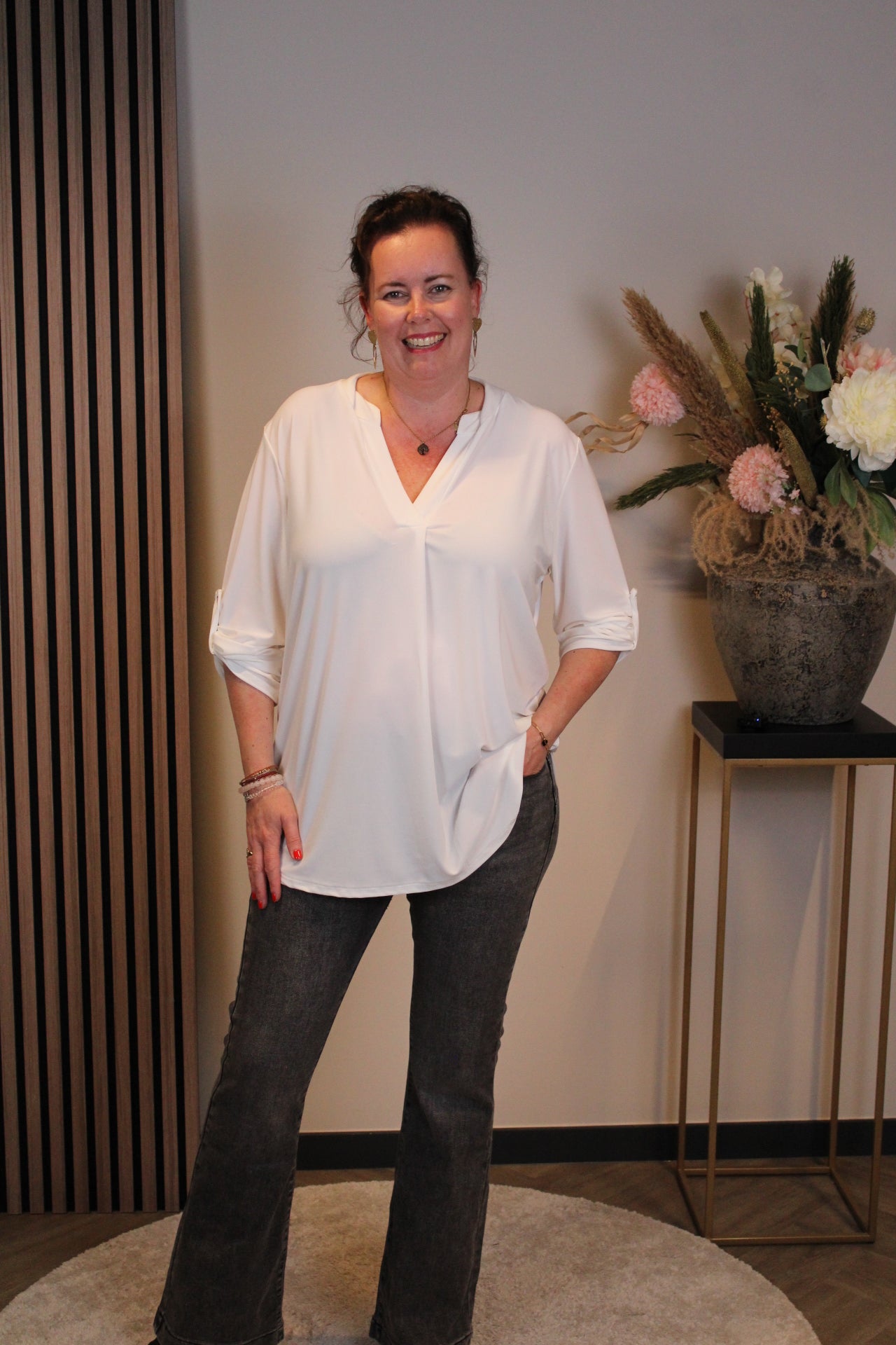 Mara | Bluse weiß Langarm 38 bis 48
