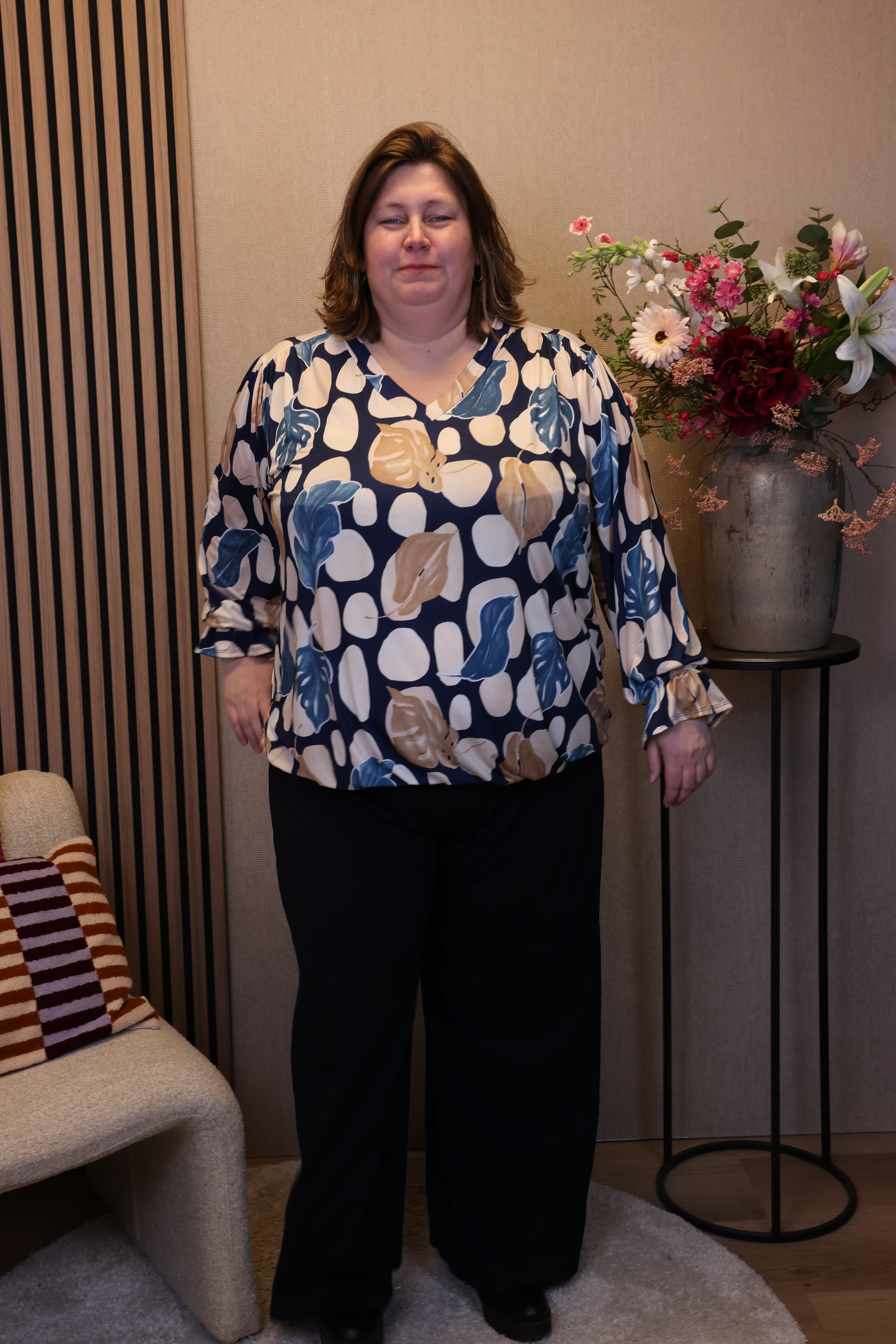 Dora | Bluse schwarz Langarm 52 bis 58