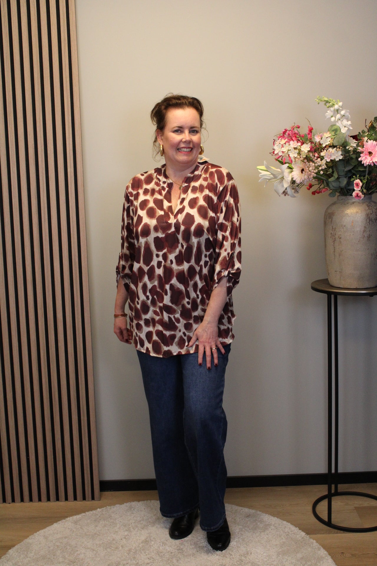 Dora | Bluse schwarz Langarm 52 bis 58