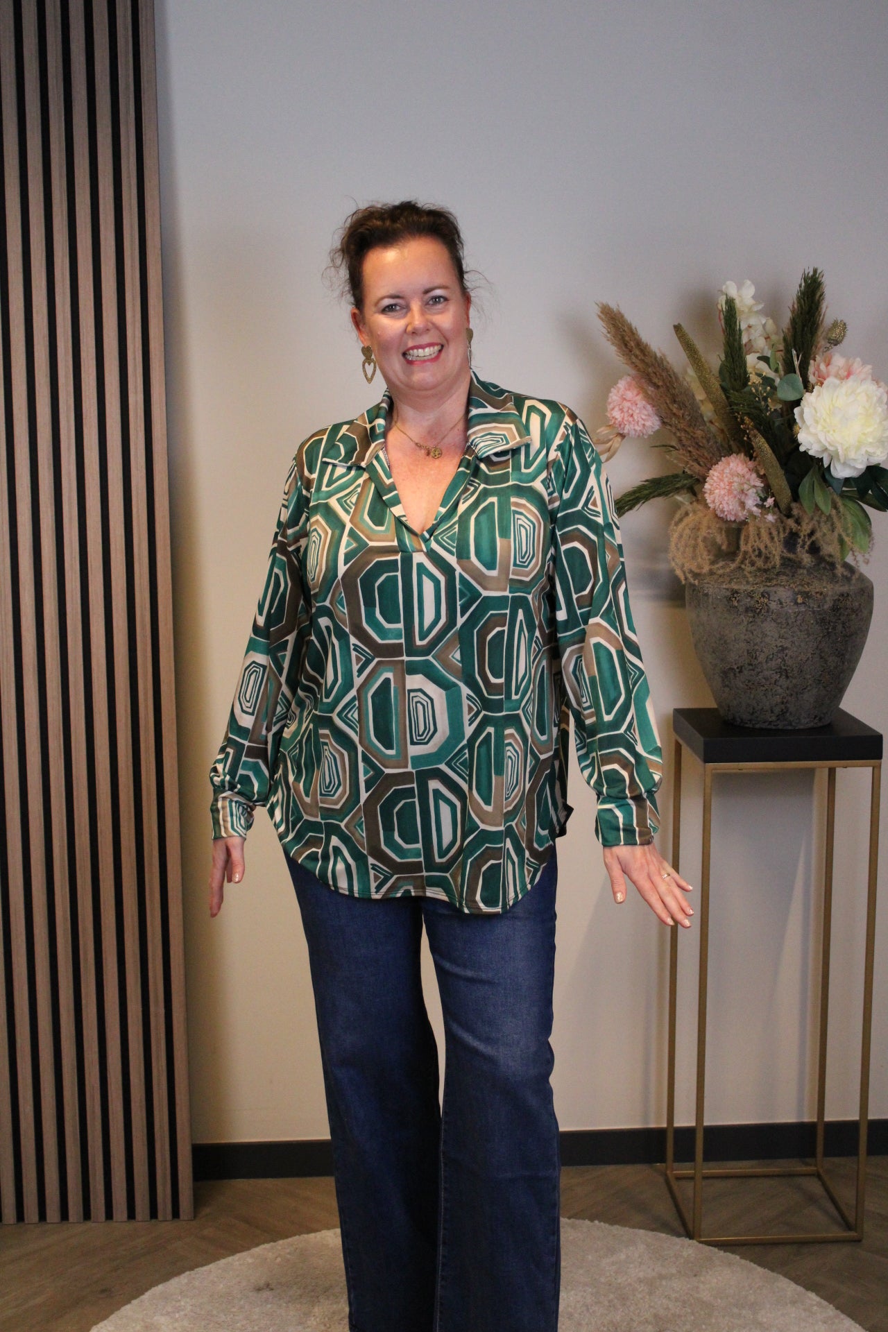 Dora | Bluse schwarz Langarm 52 bis 58