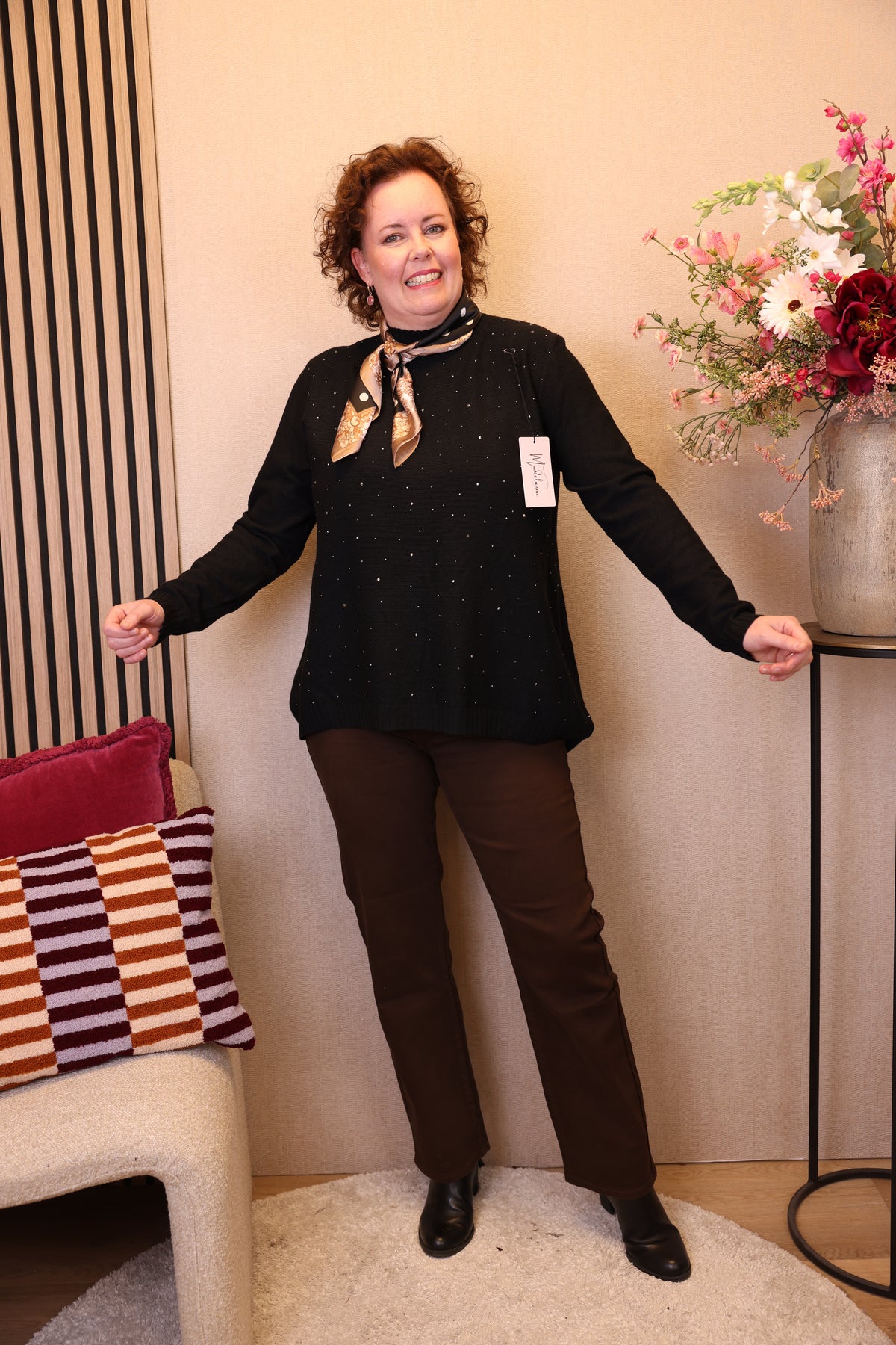 Dora | Bluse schwarz Langarm 52 bis 58