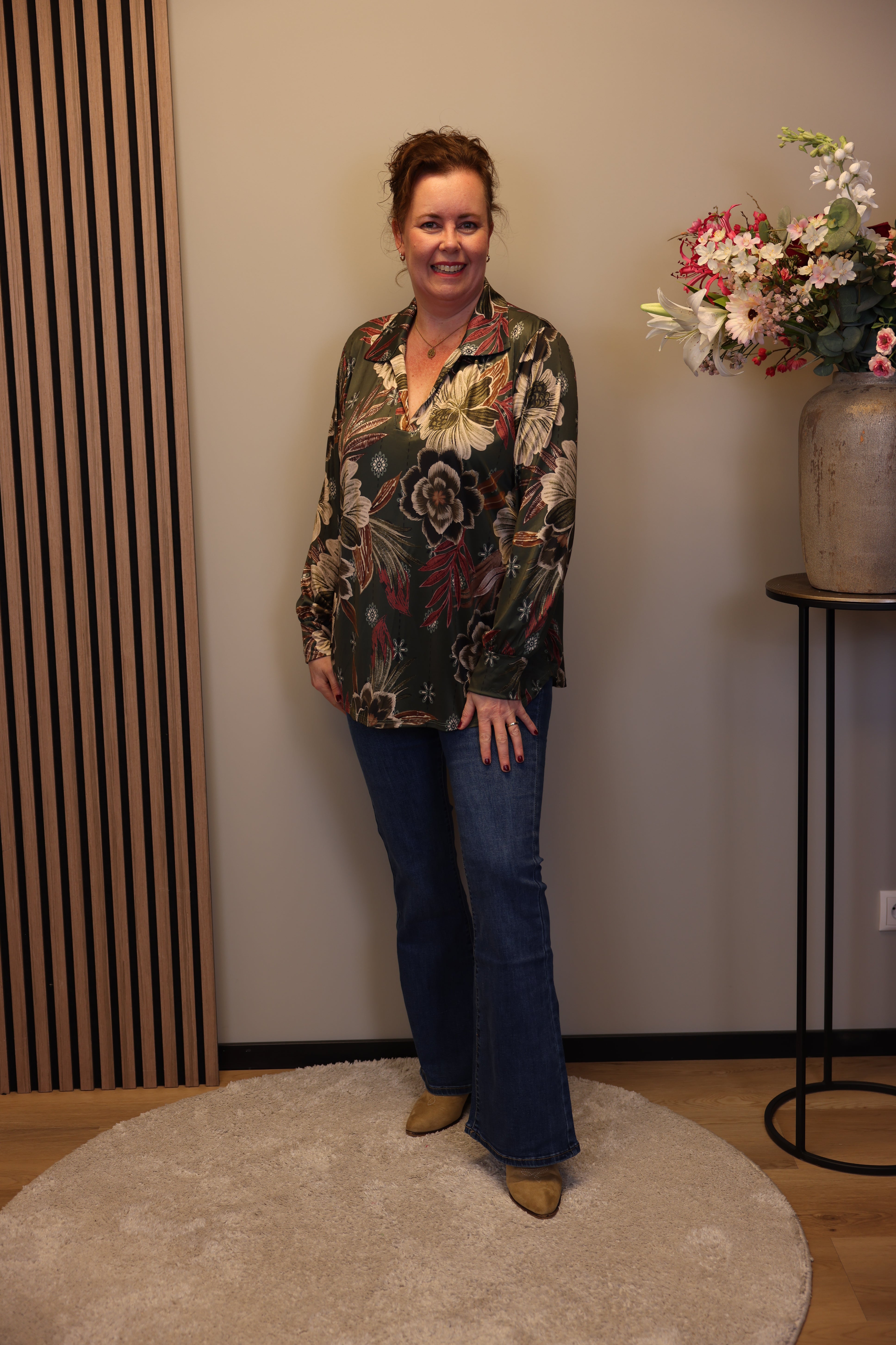 Eefke | Blouse groen met kraagje 48 t/m 52