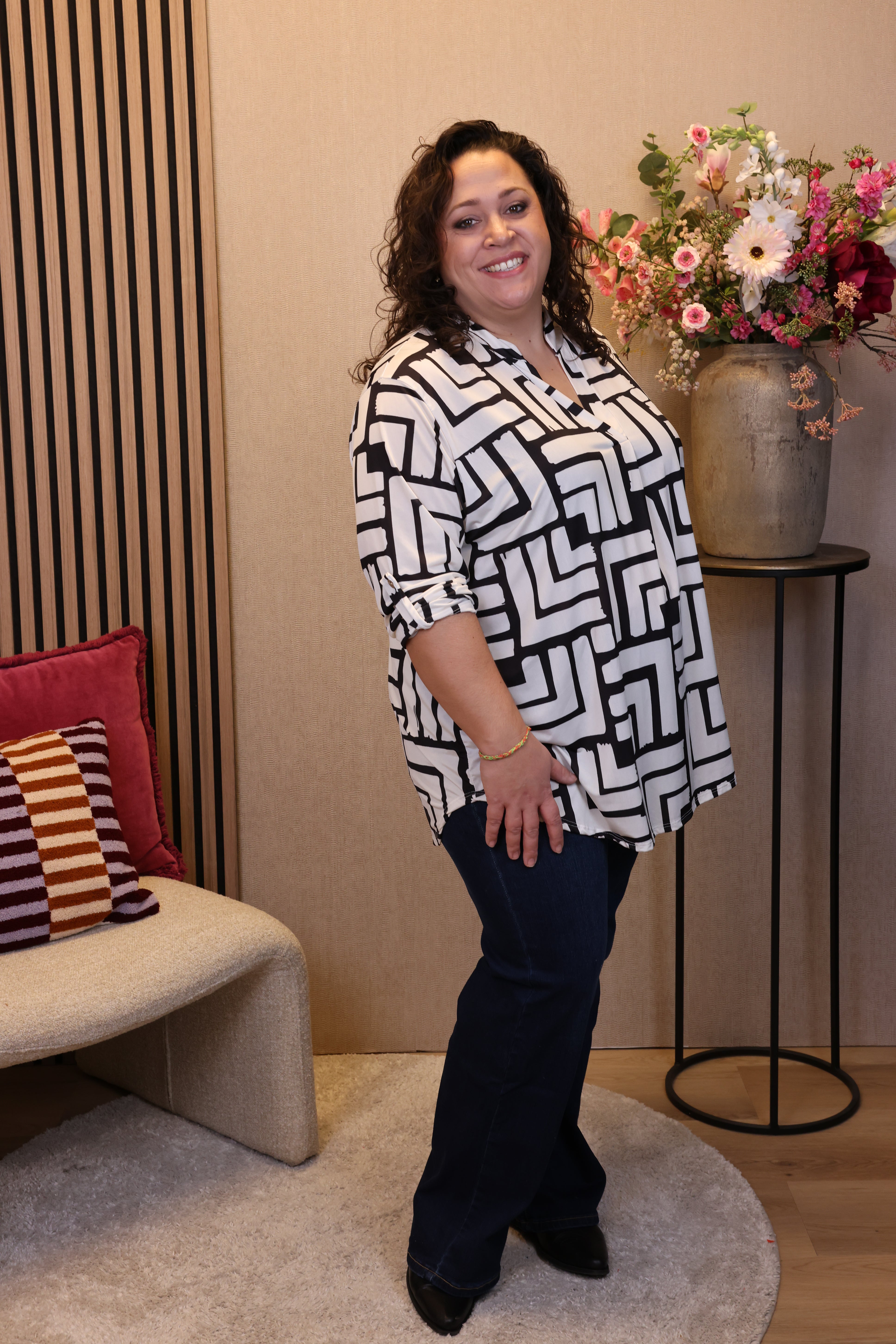 Dora | Bluse schwarz Langarm 52 bis 58