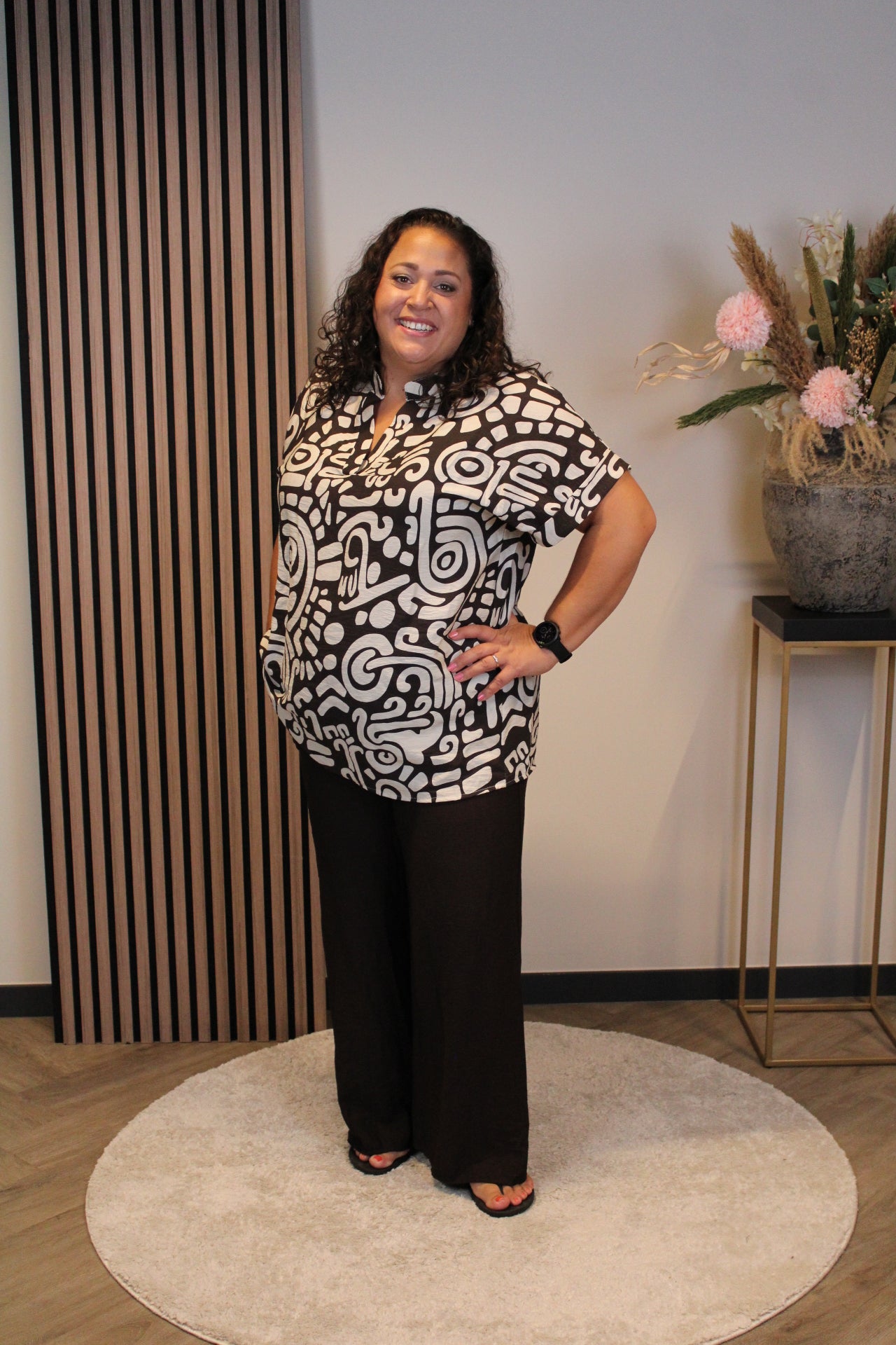 Dora | Bluse schwarz Langarm 52 bis 58