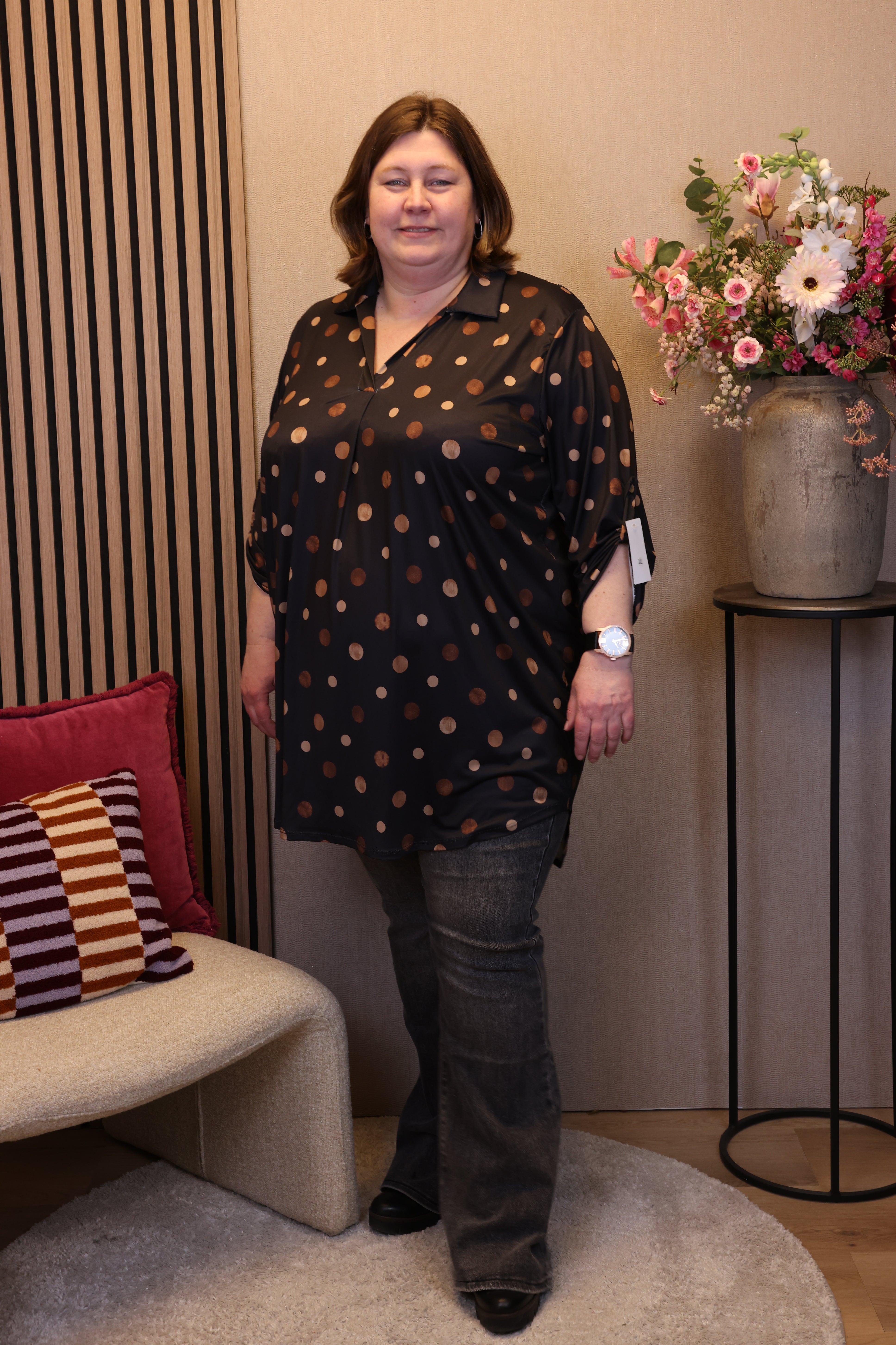 Dora | Bluse schwarz Langarm 52 bis 58