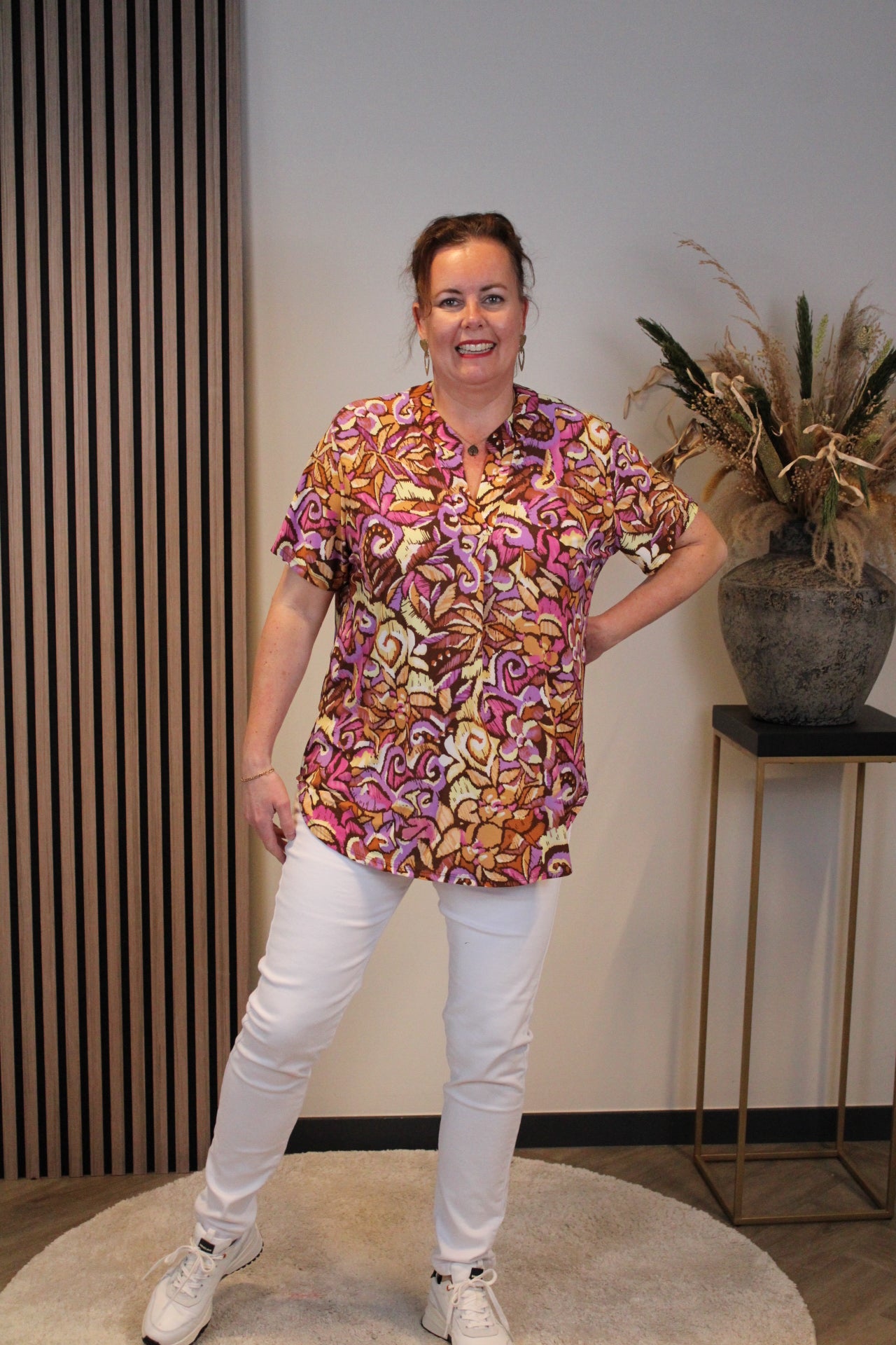 Lobke | Blouse paars korte mouw 38 t/m 48