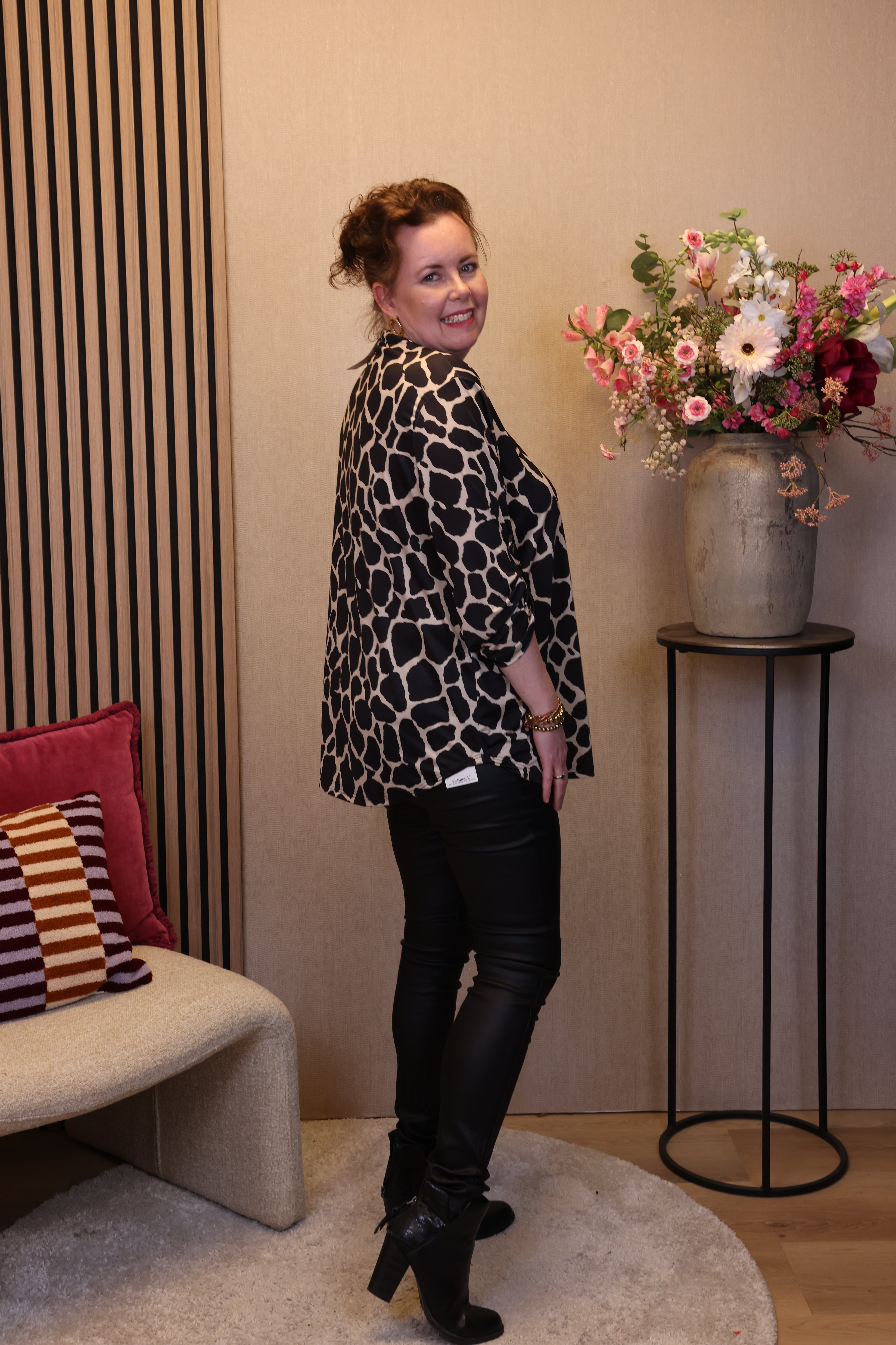 Dora | Bluse schwarz Langarm 52 bis 58