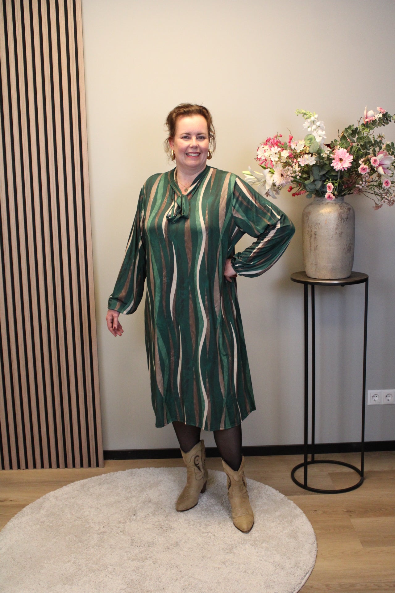 Christa | Grünes Kleid mit langen Ärmeln, Größe 38 bis 44