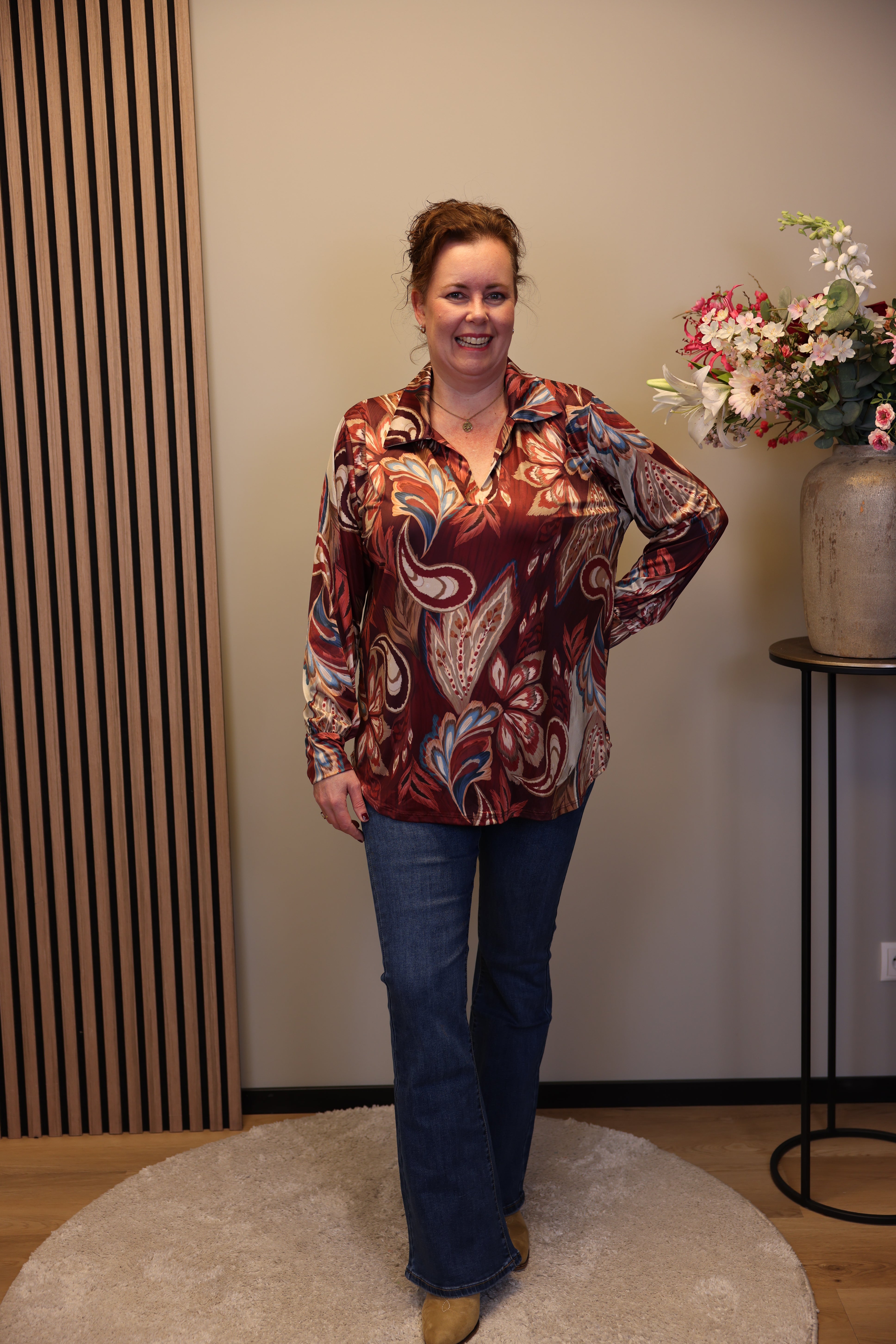 Dora | Bluse schwarz Langarm 52 bis 58
