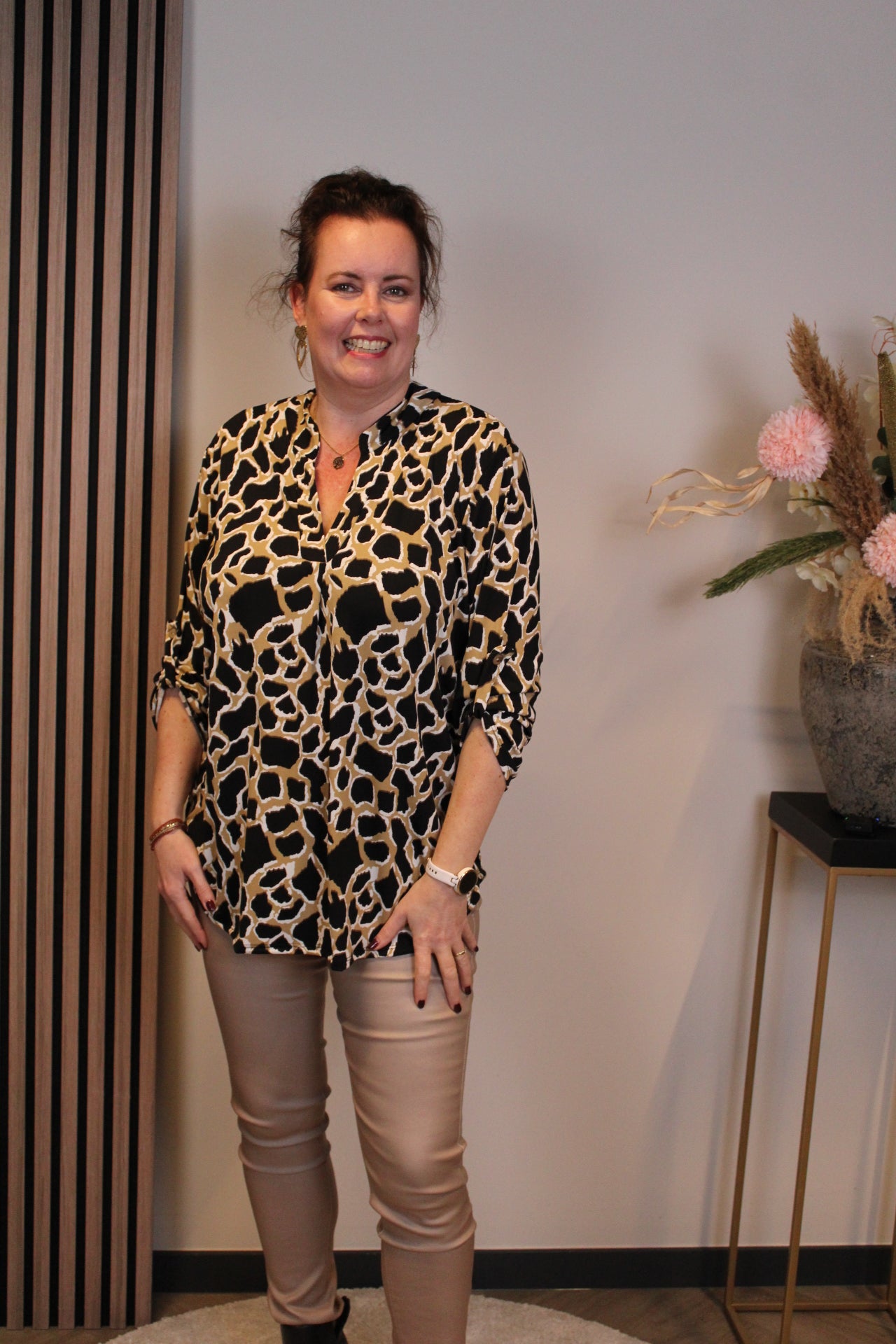 Dora | Bluse schwarz Langarm 48 bis 52