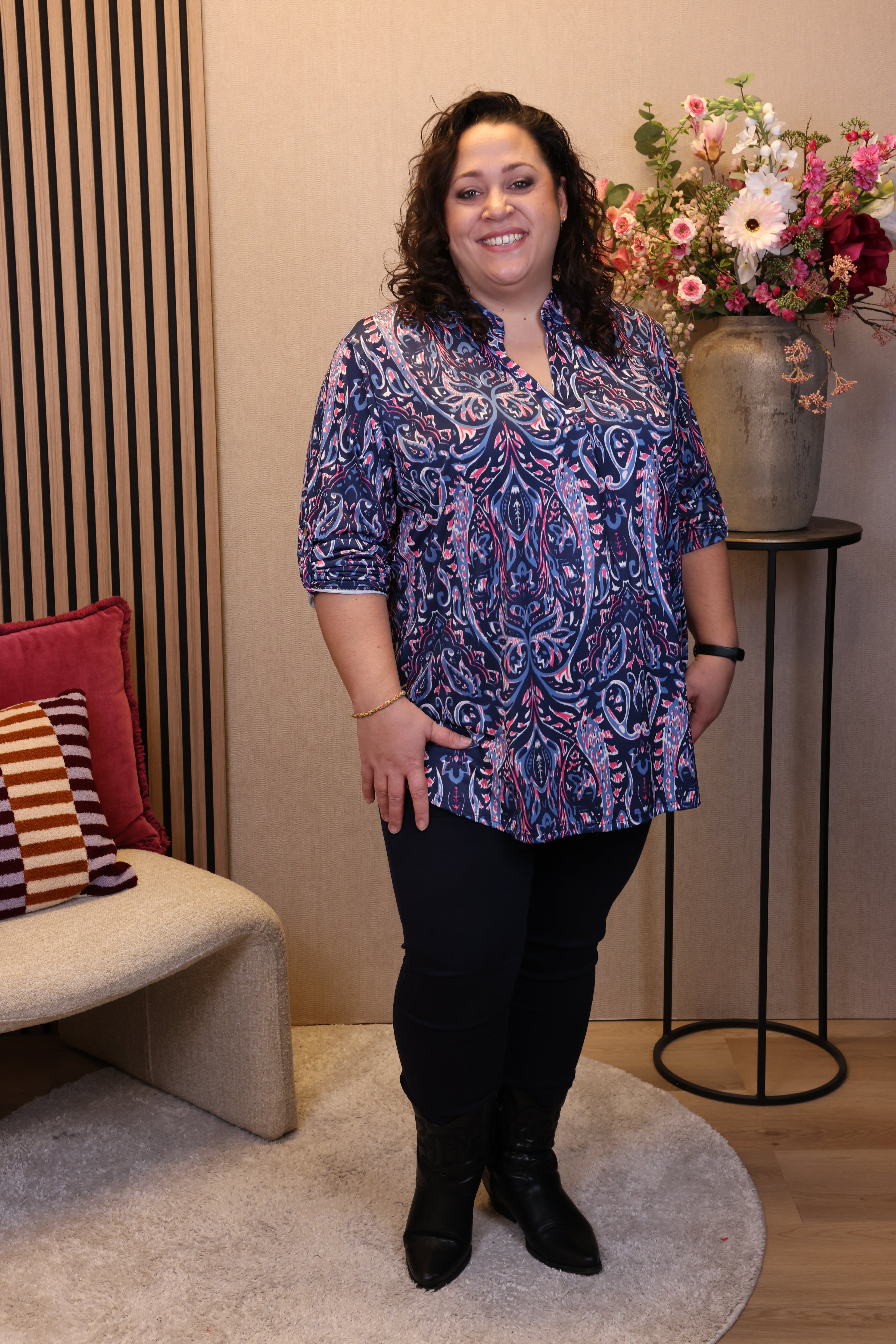 Dora | Bluse schwarz Langarm 52 bis 58