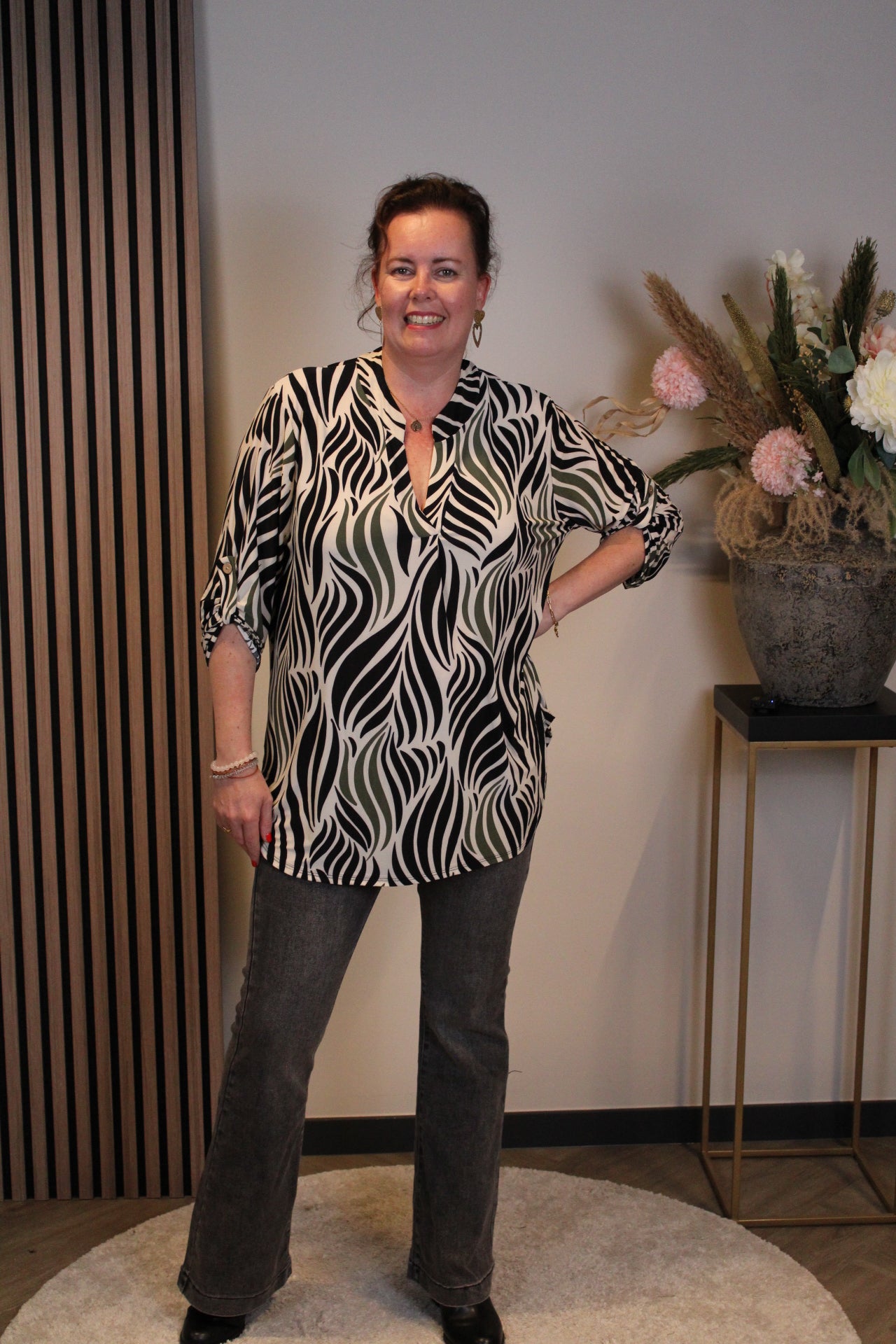 Dora | Bluse schwarz Langarm 52 bis 58