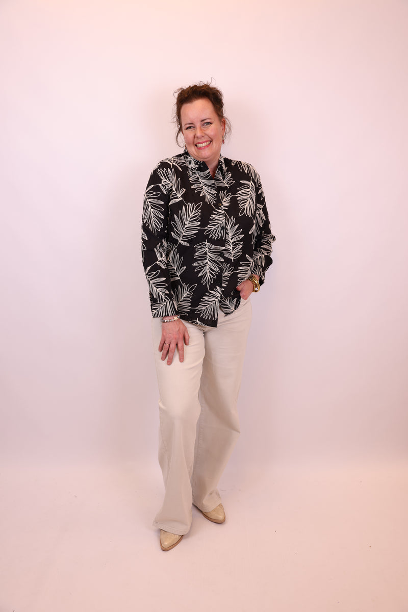 Dora | Bluse schwarz Langarm 52 bis 58
