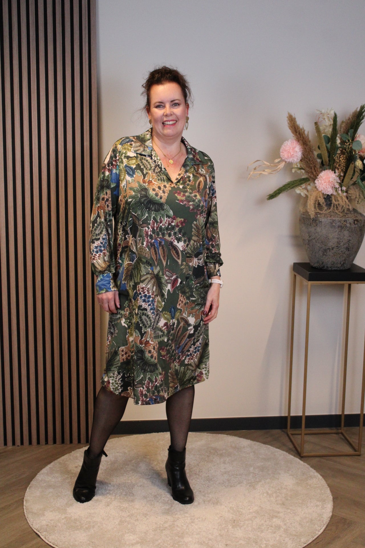 Christa | Grünes Kleid mit langen Ärmeln, Größe 38 bis 44