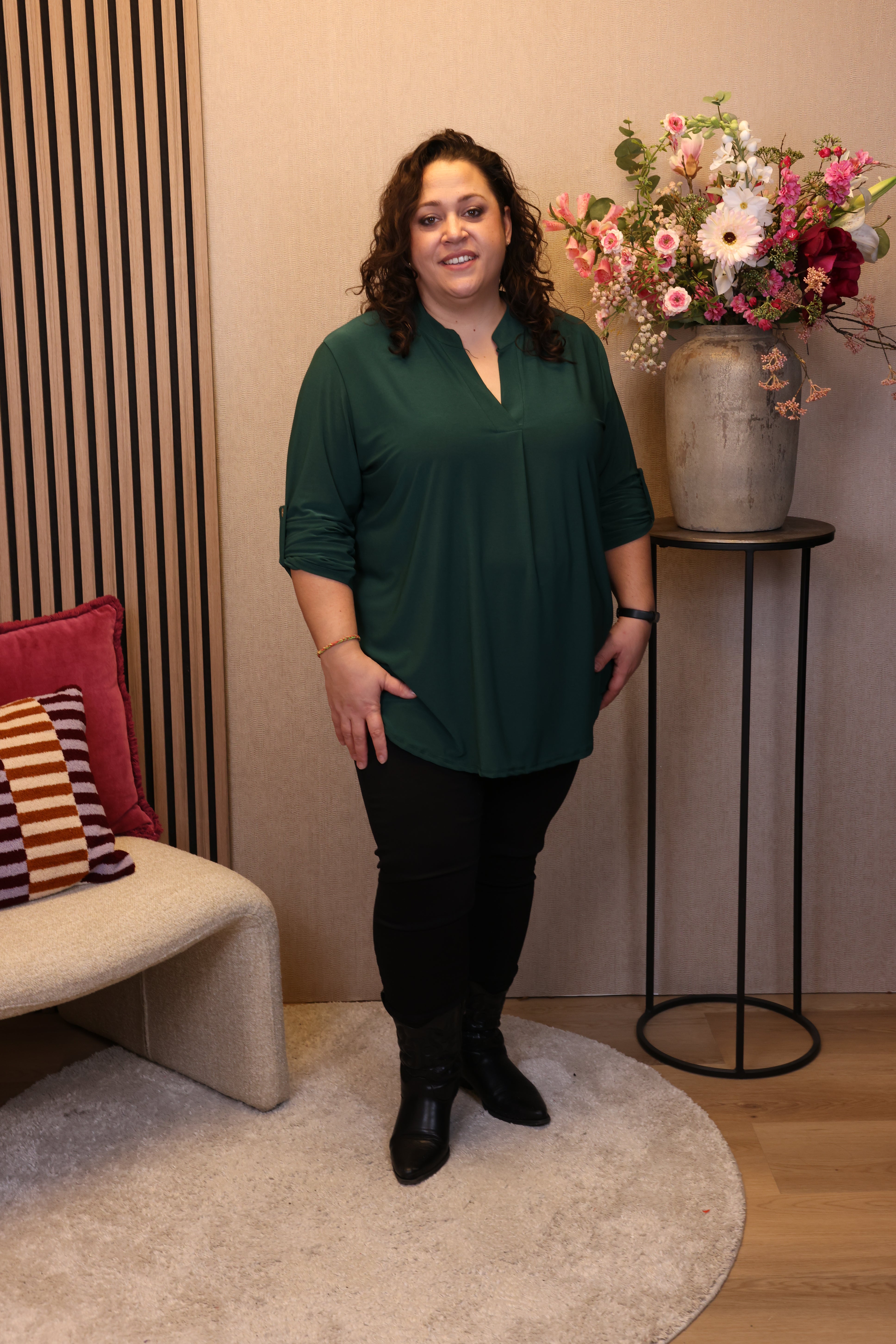 Dora | Bluse schwarz Langarm 52 bis 58