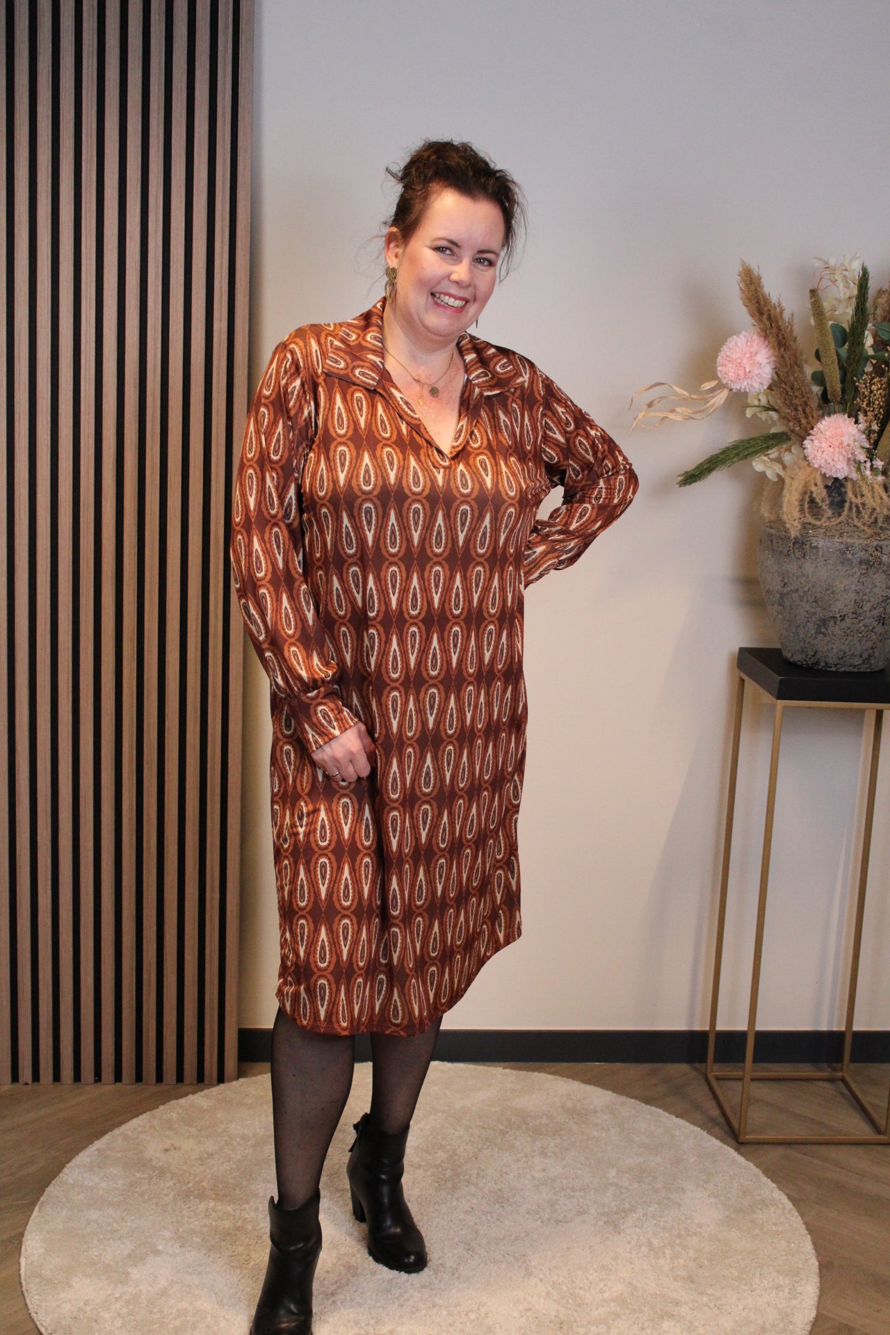 Christa | Grünes Kleid mit langen Ärmeln, Größe 38 bis 44