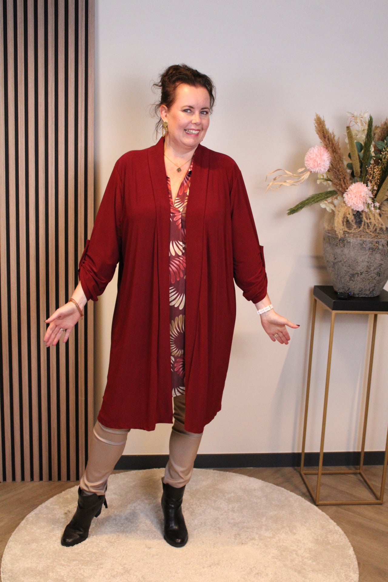 Evi | Dun vestje bordeaux 48 t/m 52