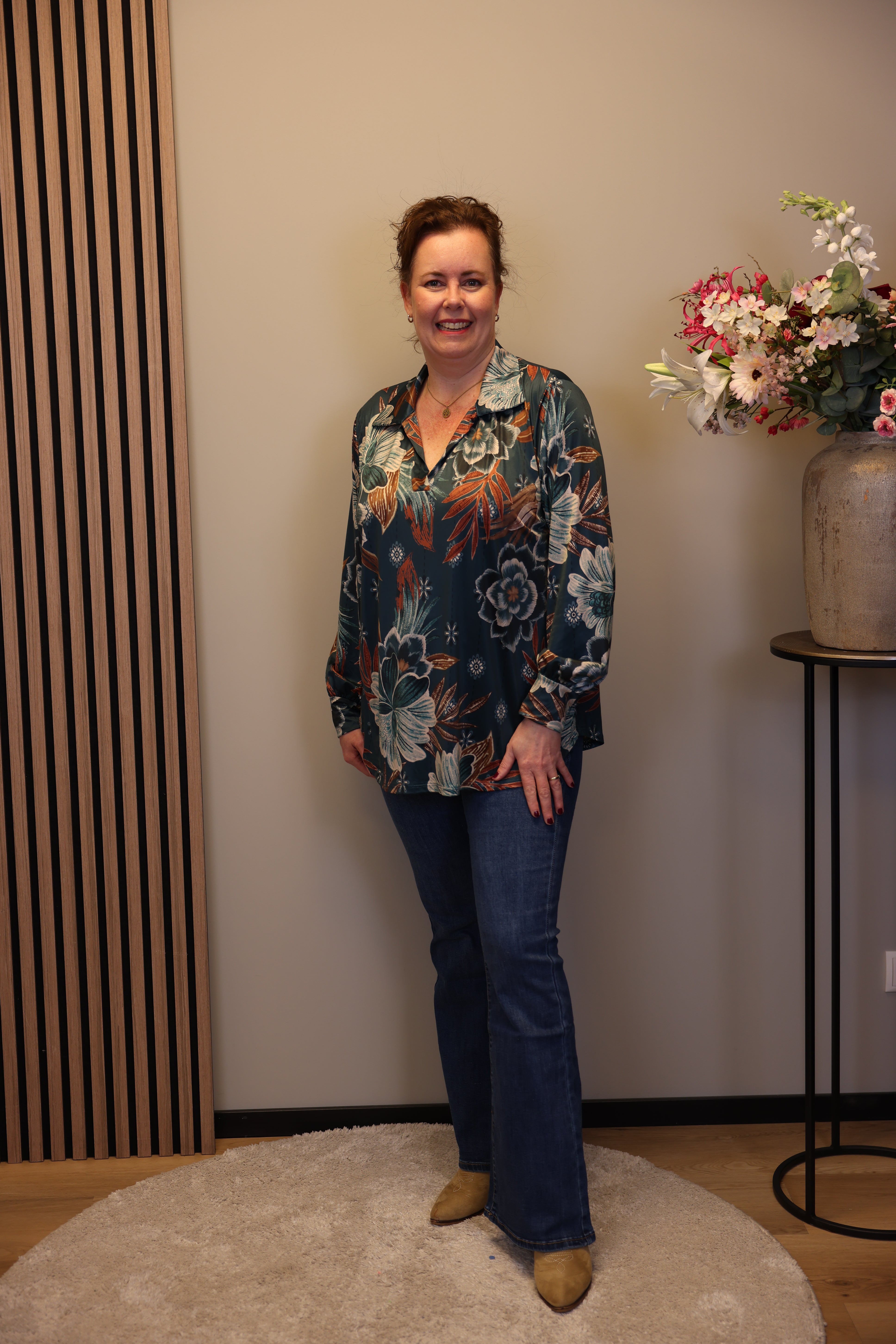 Mona | Grüne Bluse mit Kragen 38 bis 48