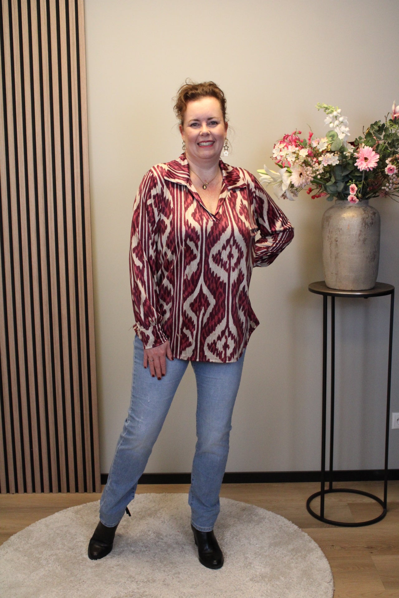 Mona | Grüne Bluse mit Kragen 38 bis 48