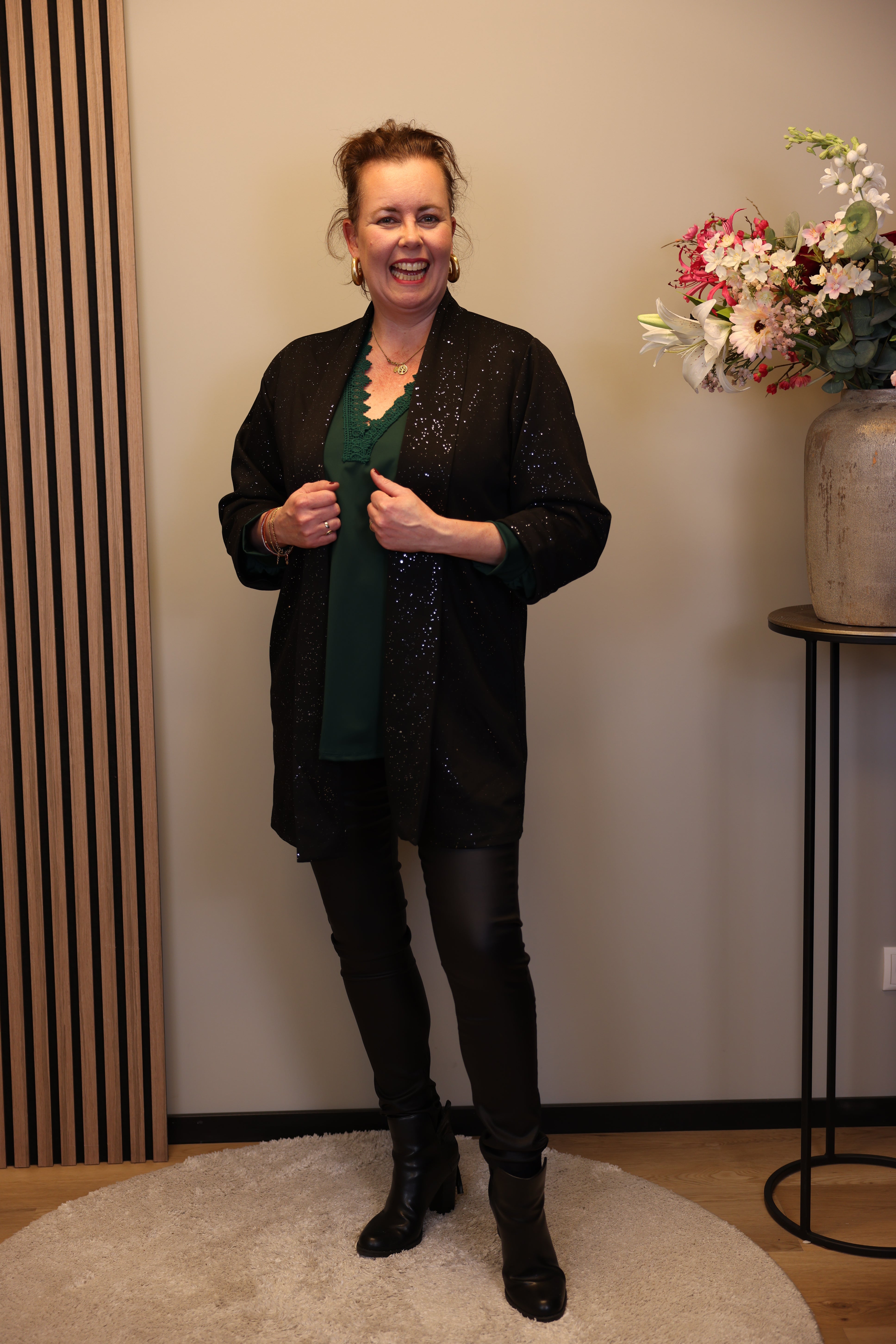 Dora | Bluse schwarz Langarm 52 bis 58