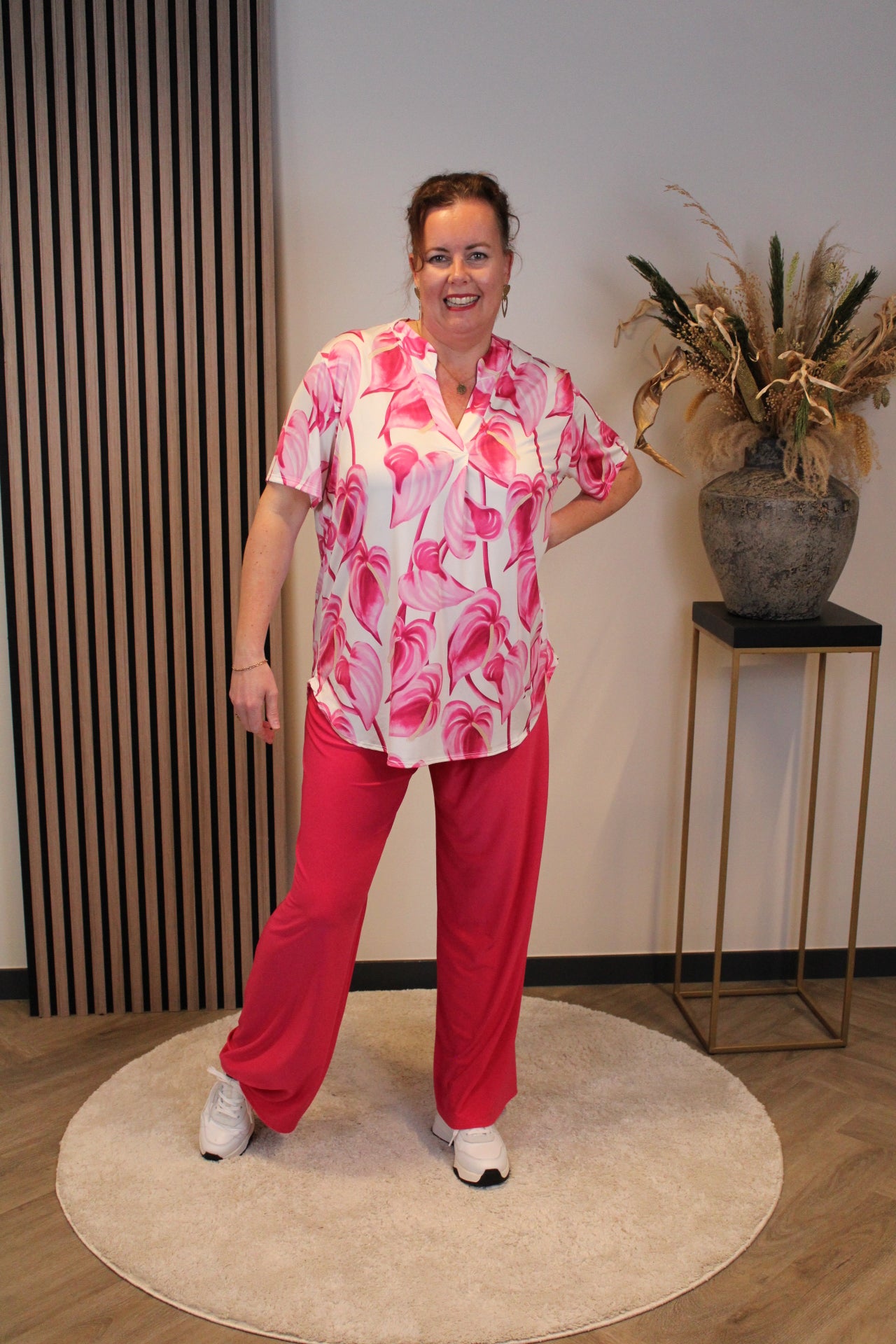 Floortje | Blouse roze korte mouw 38 t/m 48