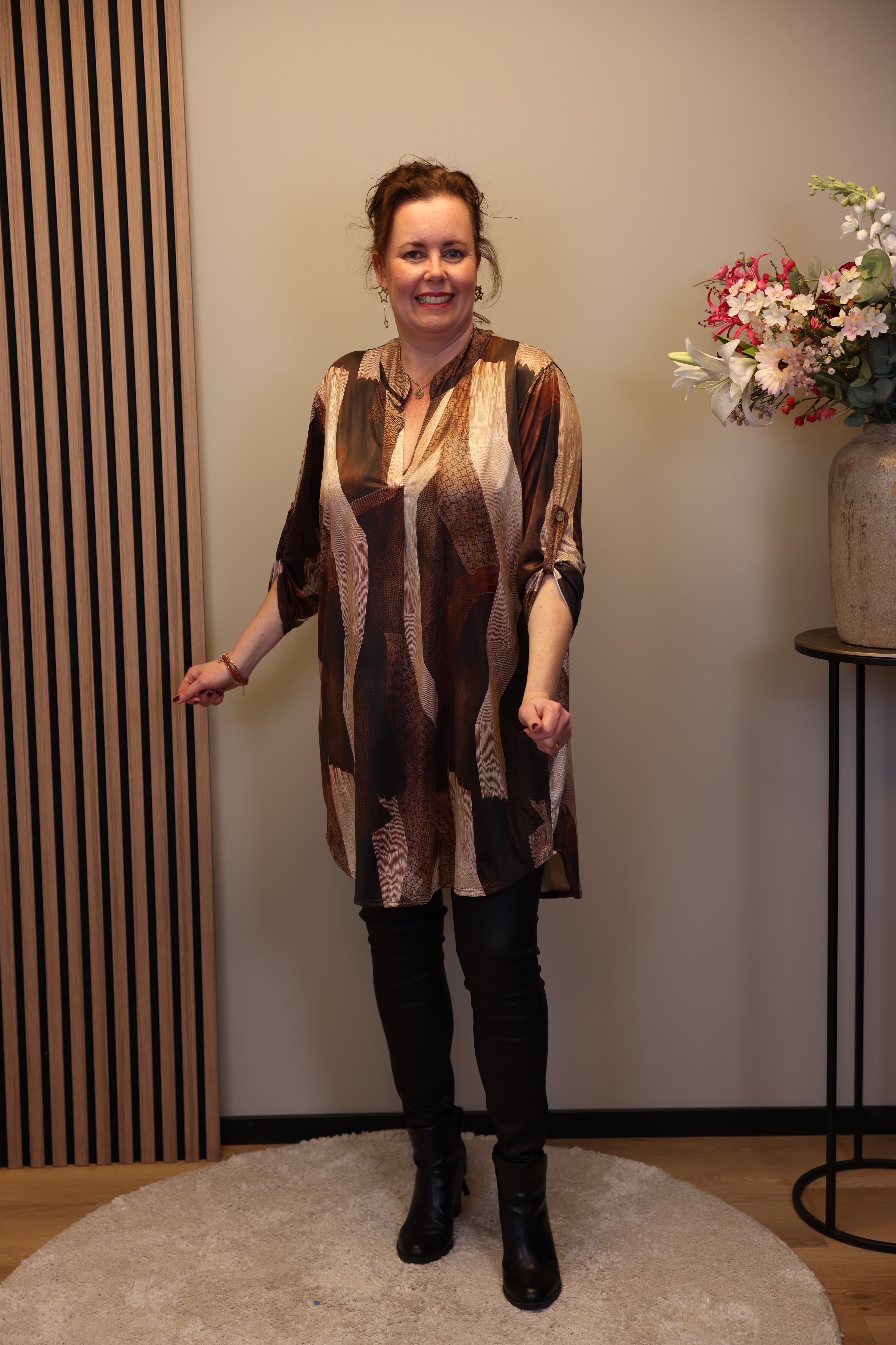 Lana | Blaue Bluse mit Kragen 38 bis 48